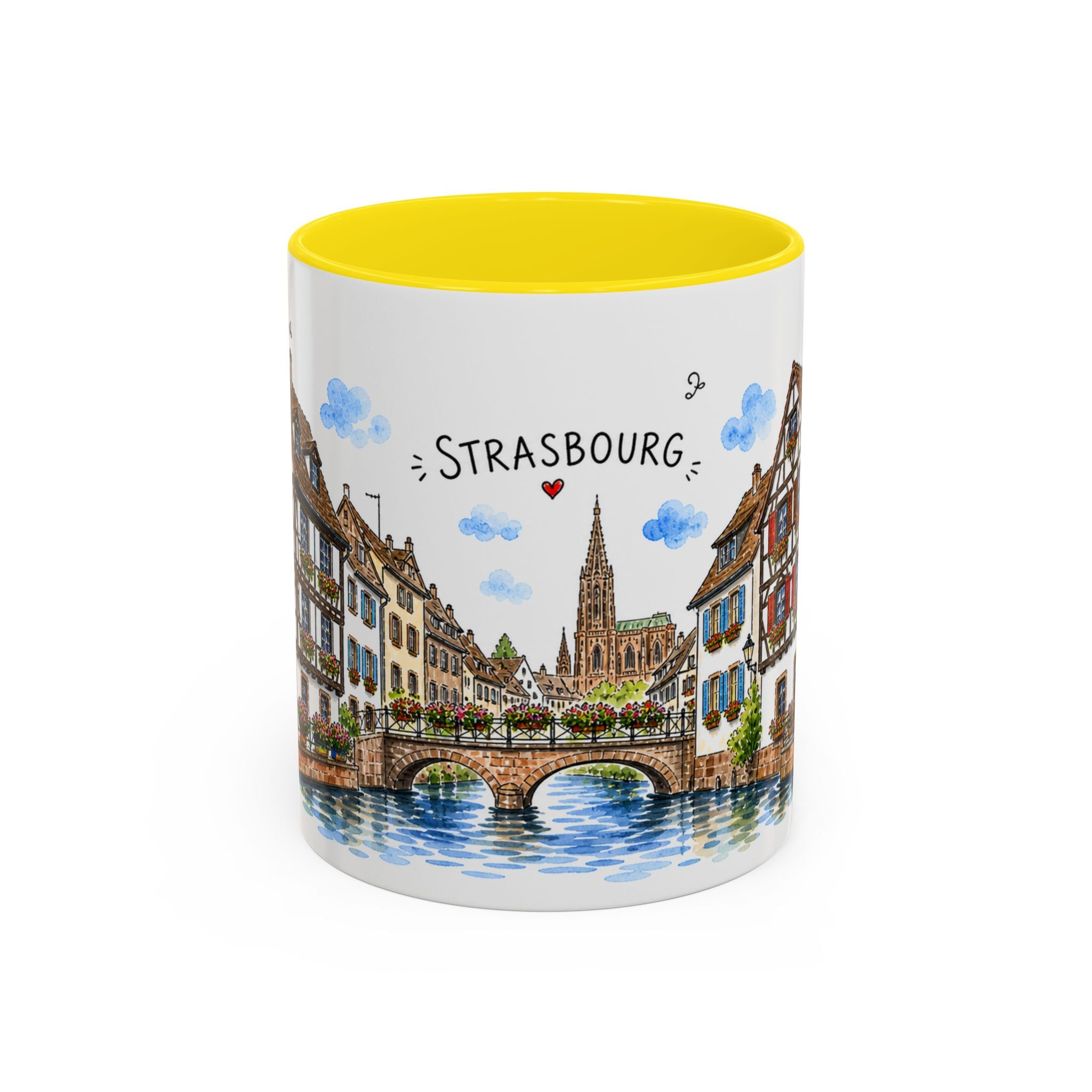 Strasbourg Illustrated Travel Mug | France Souvenir Accent Coffee Mug | 11oz 15oz Ceramic Cup