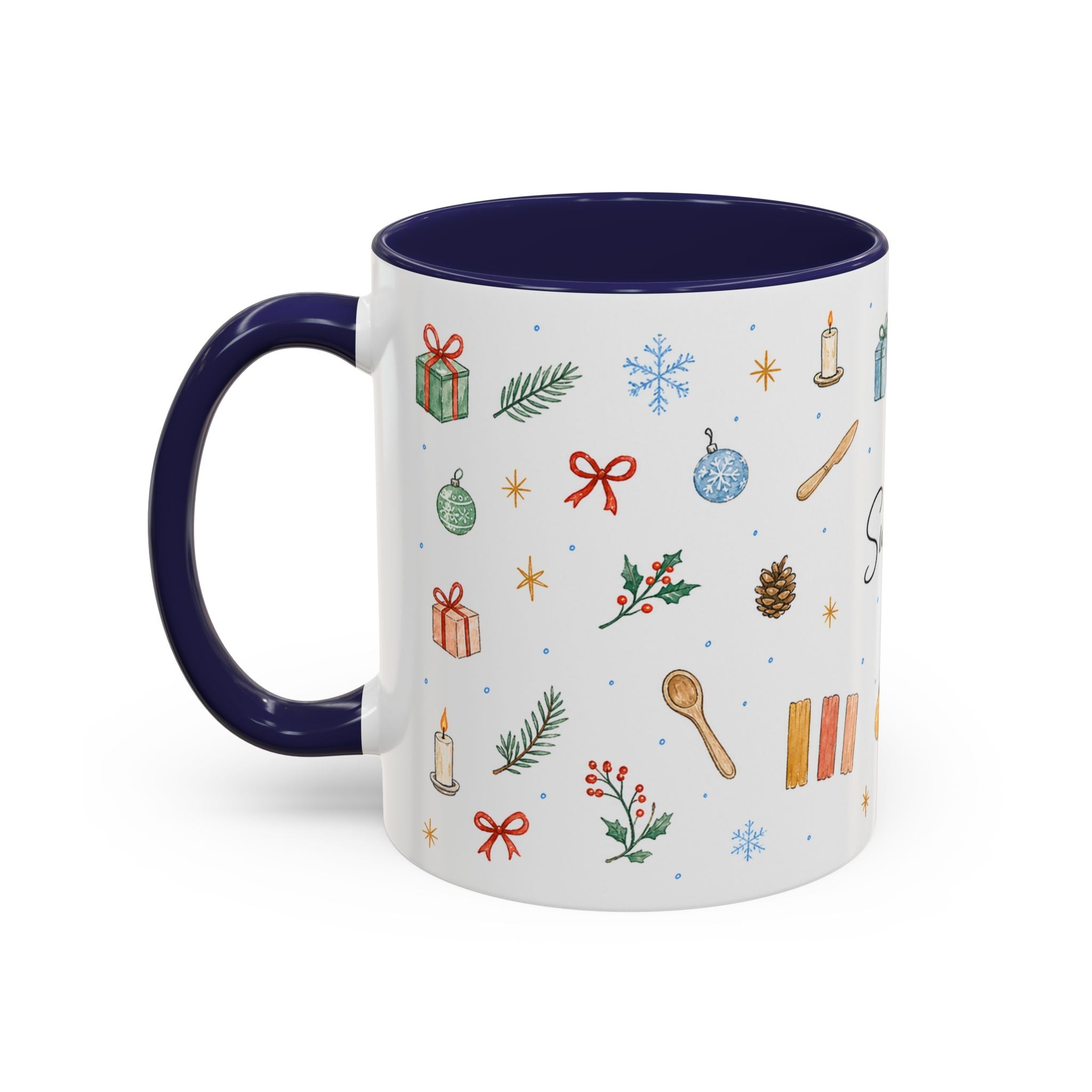 Sweden Christmas Mug | Watercolor Travel Souvenir | Holiday Gift | Accent Ceramic Coffee Cup 11oz 15oz