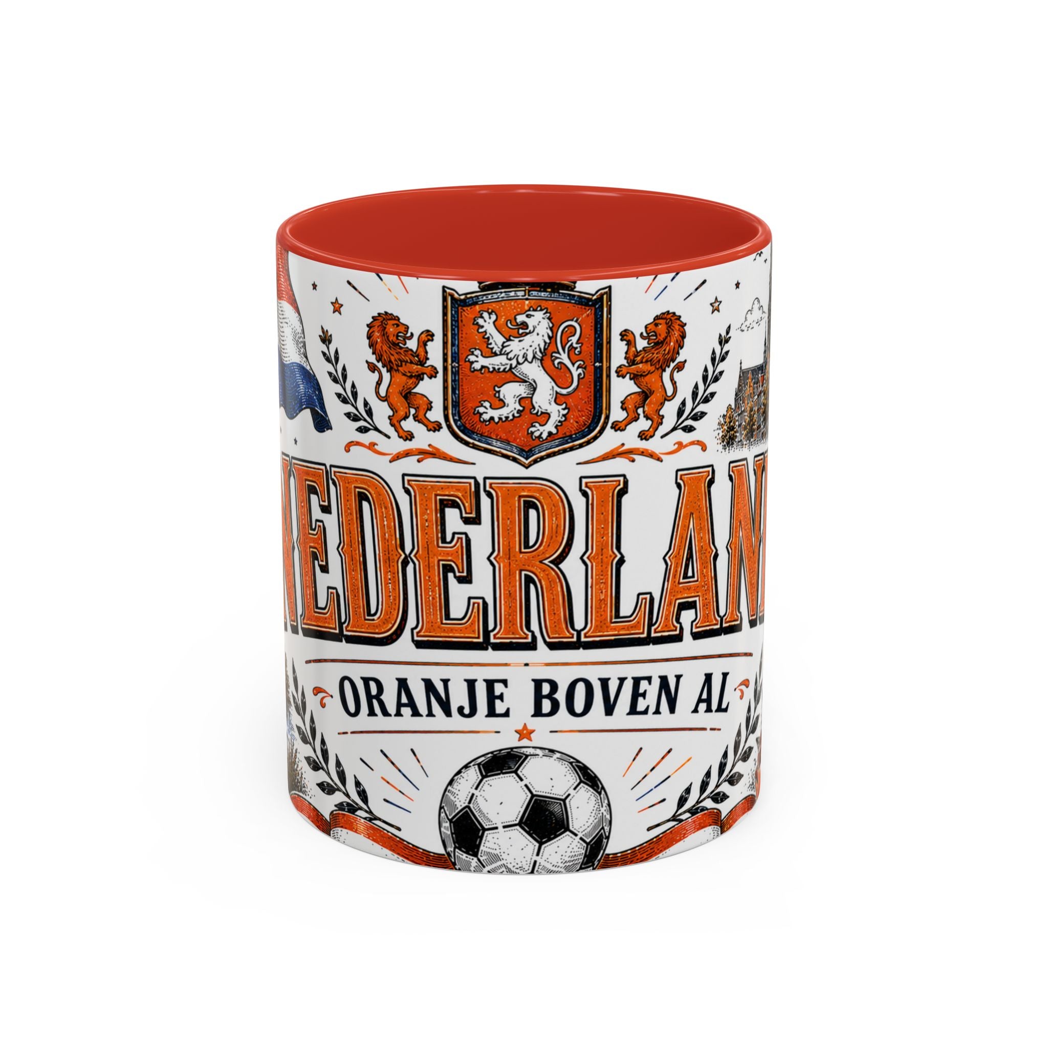 Netherlands Soccer Coffee Mug | World Cup Fan Gift | Accent Color Ceramic 11oz 15oz Match Day Cup