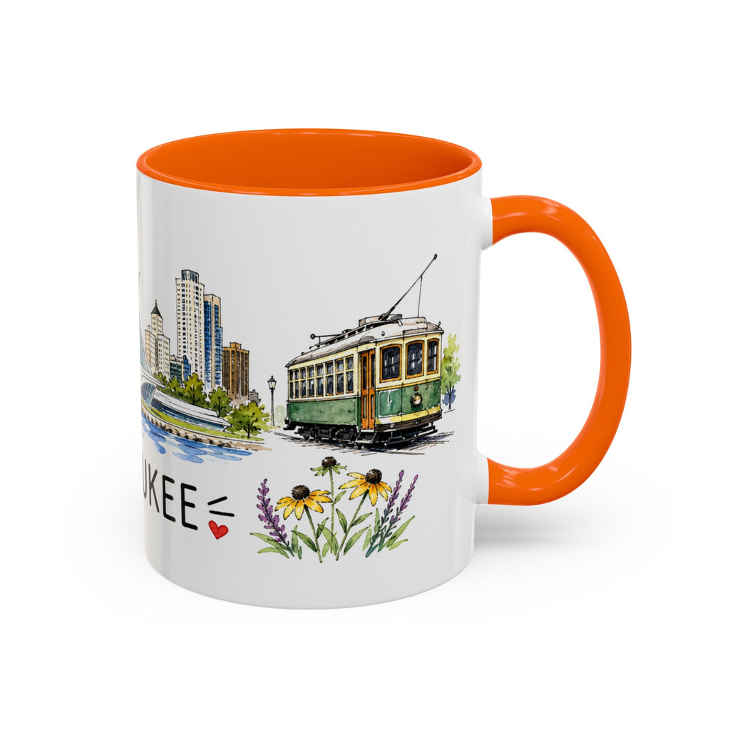 Milwaukee Illustrated Travel Mug | City Souvenir Accent Coffee Mug | 11oz 15oz Ceramic Cup