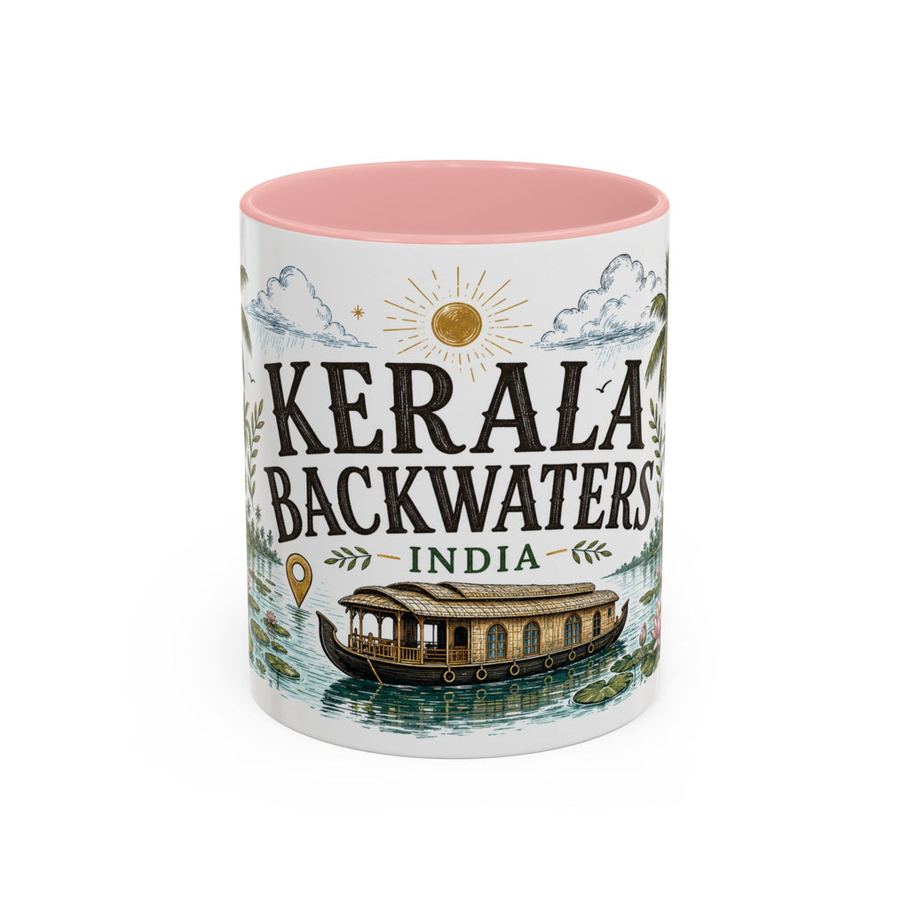 Kerala Backwaters Coffee Mug | Travel Destination Souvenir Gift | Accent Color Ceramic 11oz 15oz