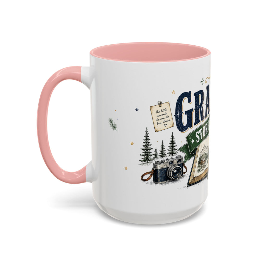 Grandpa's Stories Are The Best Coffee Mug | Gift From Grandkids | Accent Color Ceramic 11oz 15oz