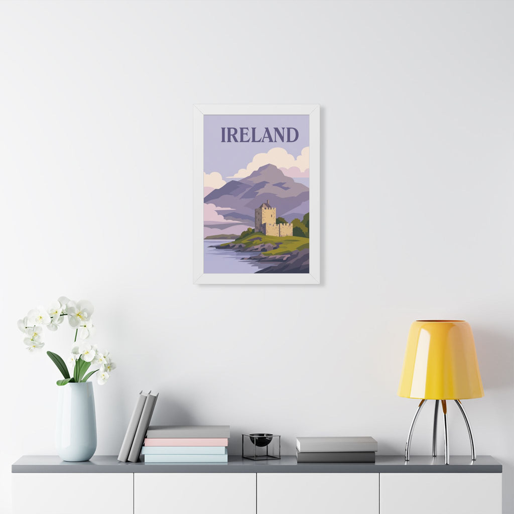 Ireland Castle Ireland Framed Poster | Vintage Travel Wall Art | Black Walnut White Frame | 16x24 20x30