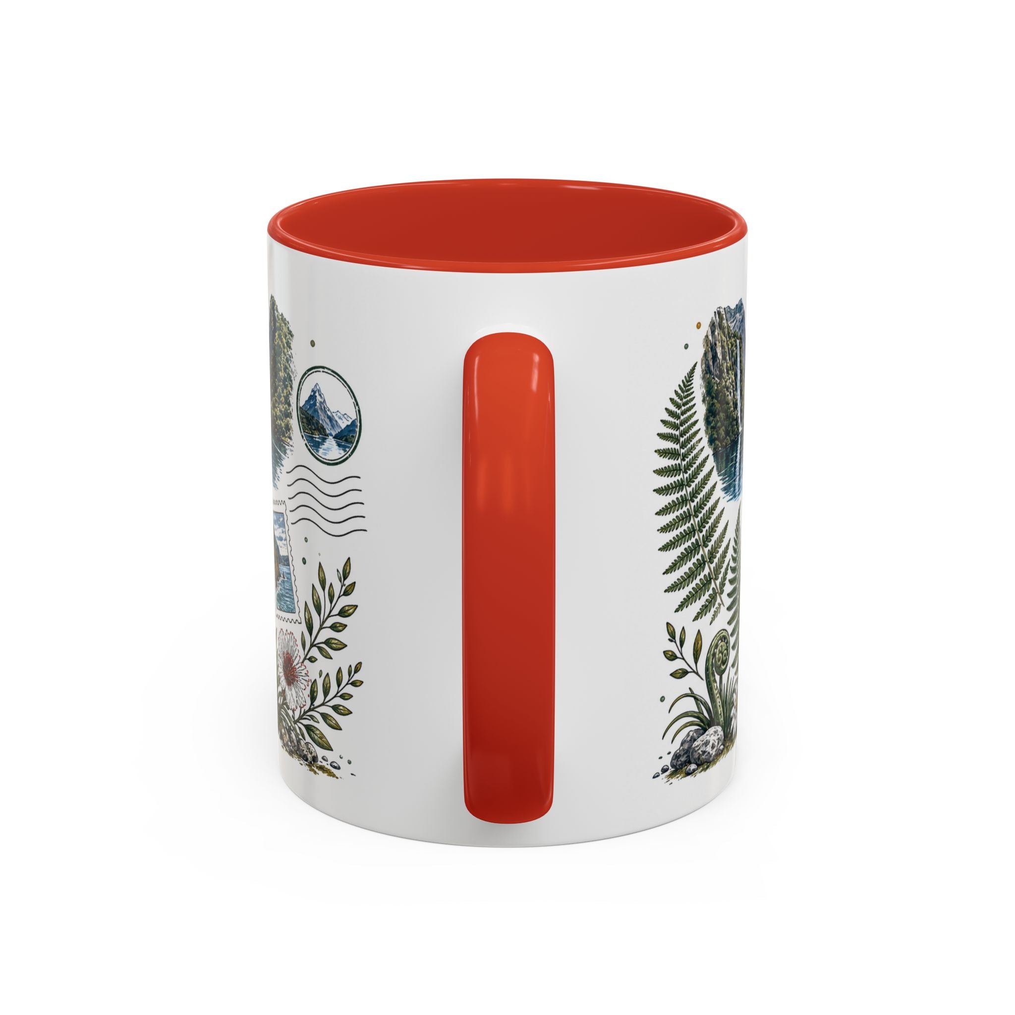 New Zealand South Island Coffee Mug | Travel Destination Souvenir Gift | Accent Color Ceramic 11oz 15oz