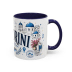 Santorini Coffee Mug | Travel Destination Souvenir Gift | Accent Color Ceramic 11oz 15oz