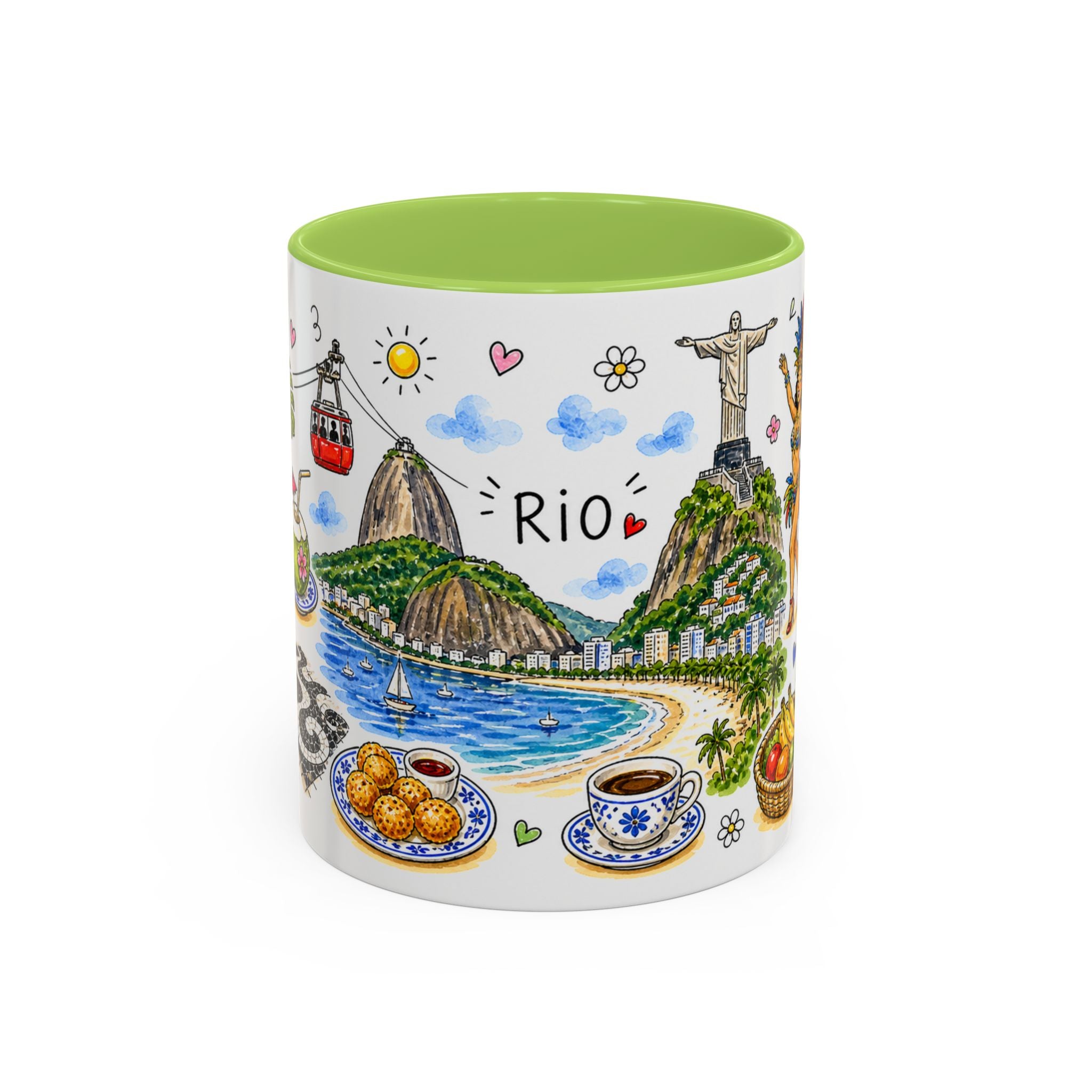 Rio de Janeiro Illustrated Travel Mug | City Souvenir Accent Coffee Mug | 11oz 15oz Ceramic Cup