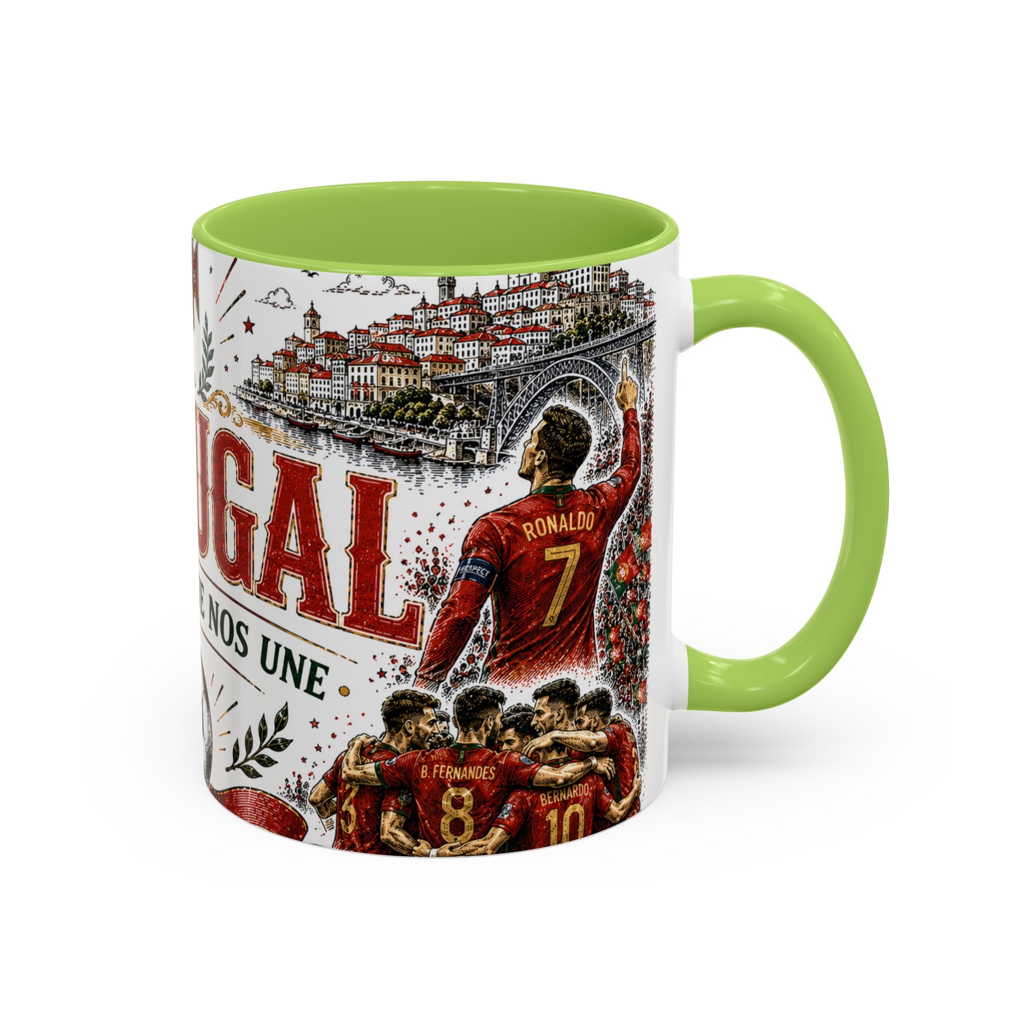 Portugal Soccer Coffee Mug | World Cup Fan Gift | Accent Color Ceramic 11oz 15oz Match Day Cup