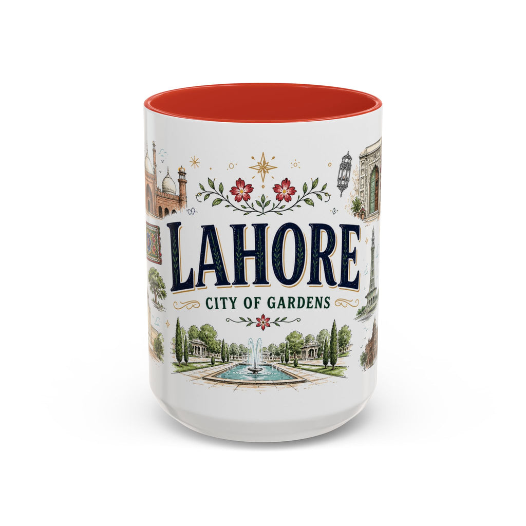 Lahore Coffee Mug | Pakistan Souvenir Travel Gift | Accent Color Ceramic 11oz 15oz