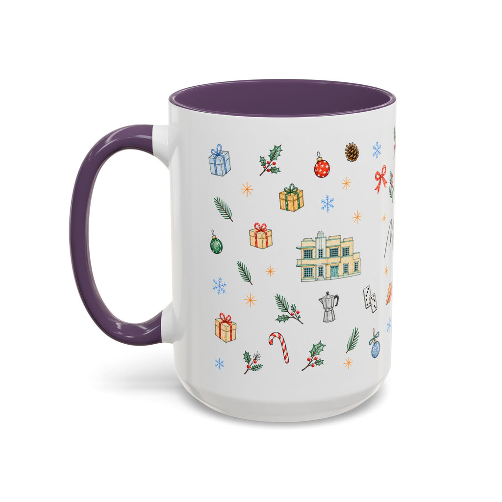 Miami Christmas Mug | Watercolor Art Deco City Souvenir (11oz/15oz)