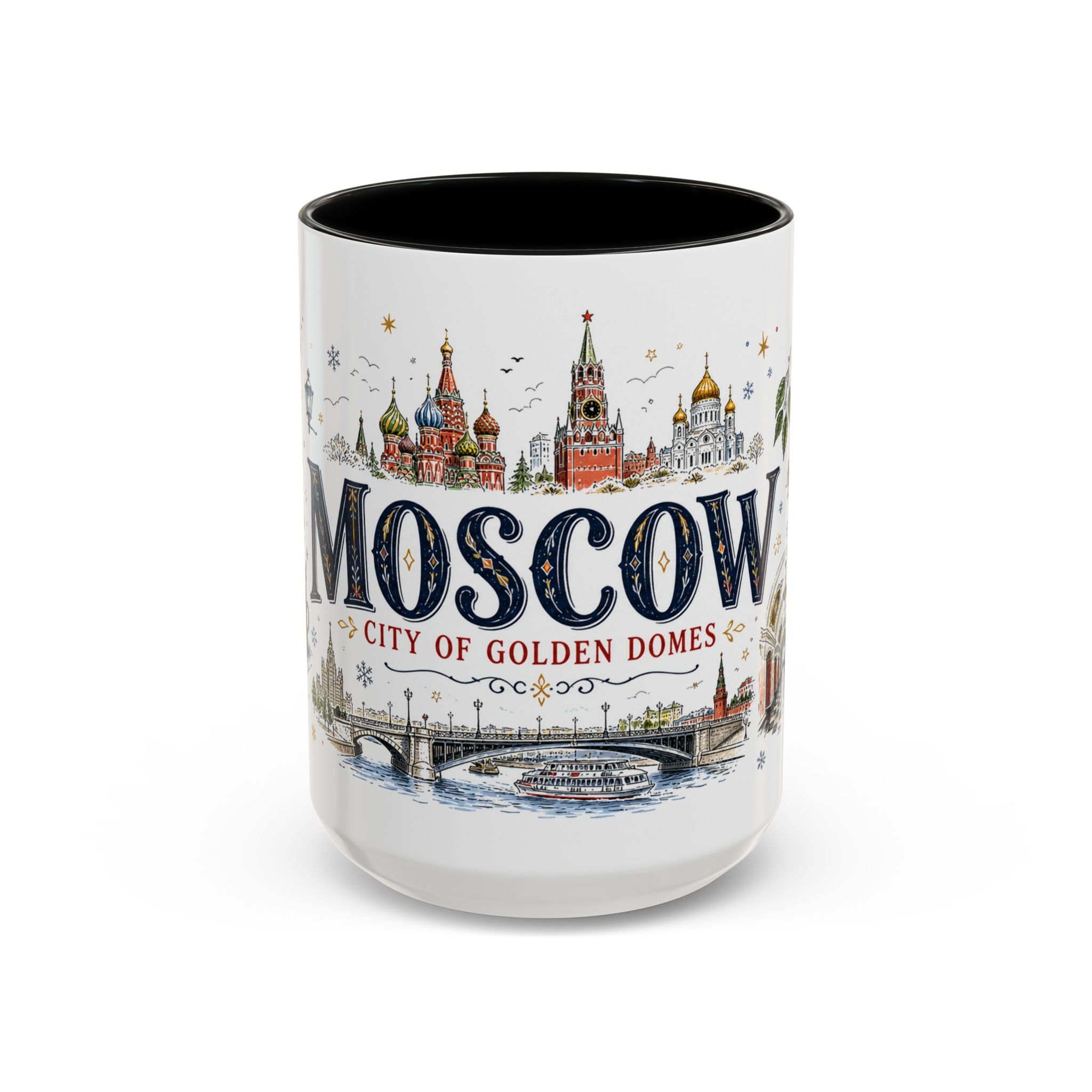 Moscow Coffee Mug | Russia Souvenir Travel Gift | Accent Color Ceramic 11oz 15oz