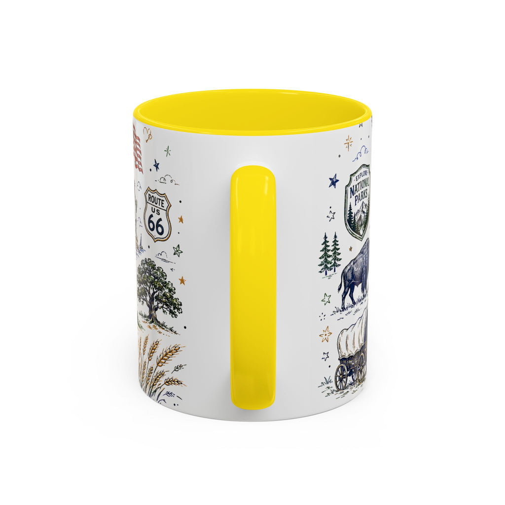 America the Beautiful Coffee Mug | Patriotic USA Gift | Accent Color Ceramic 11oz 15oz