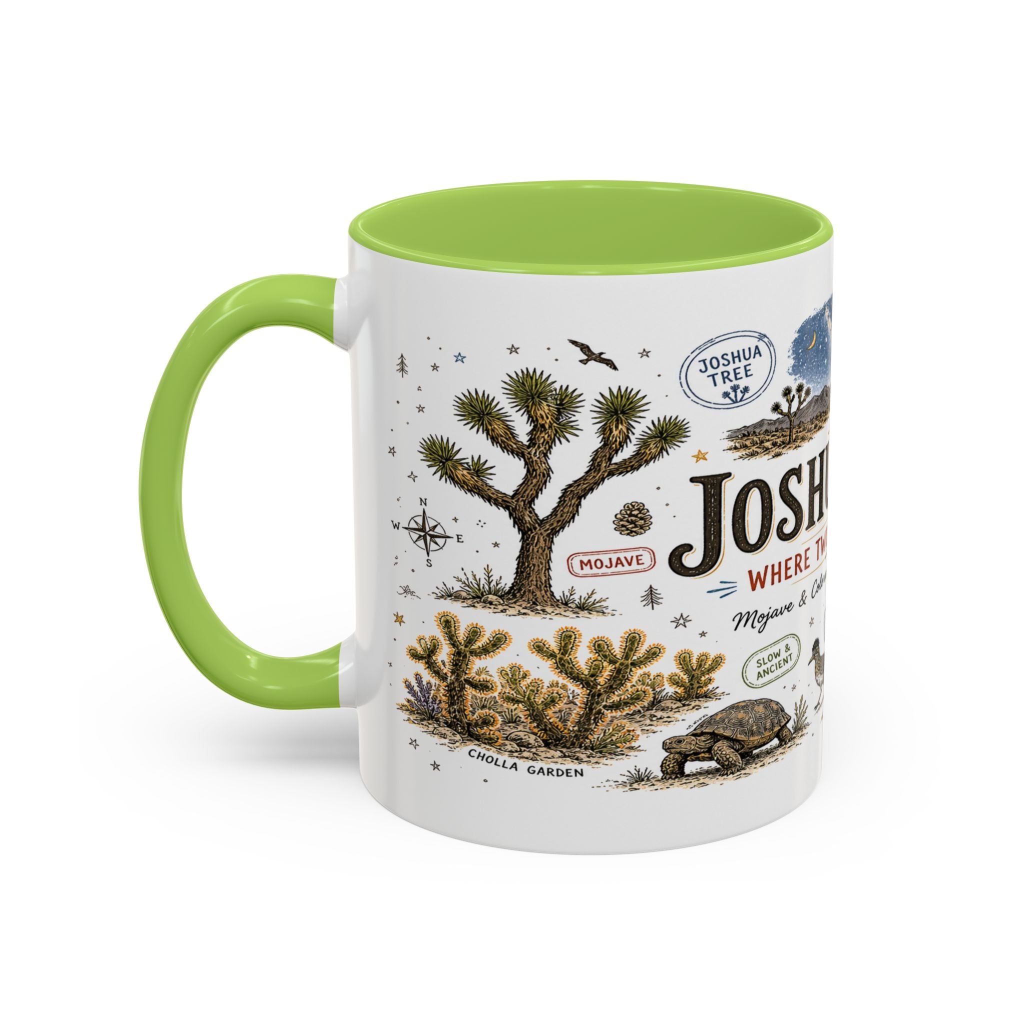 Joshua Tree Coffee Mug | National Park Desert Camping Gift | Accent Color Ceramic 11oz 15oz