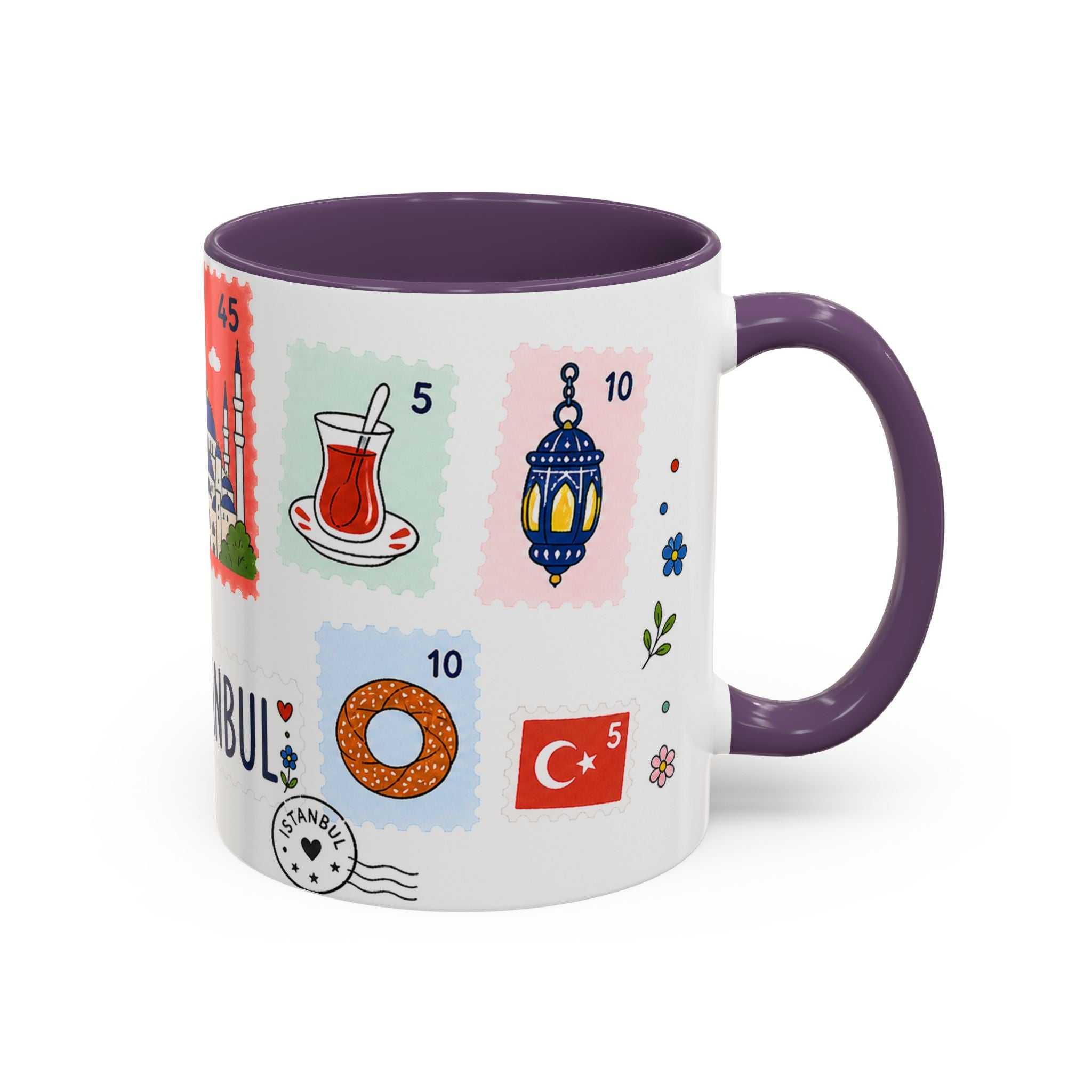 Istanbul Coffee Mug | Postage Stamp Collage Mug | Travel Souvenir Accent Cup 11oz 15oz