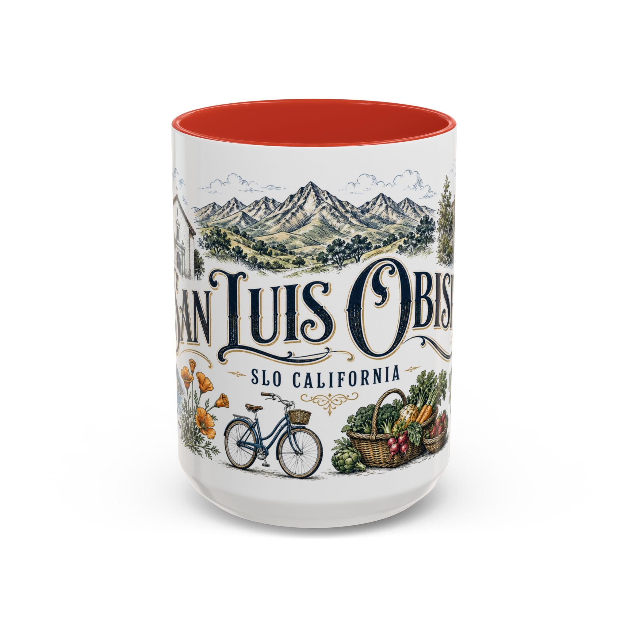 San Luis Obispo Coffee Mug | United States Travel Souvenir | Vintage Illustrated City Gift | 11 oz 15 oz Accent Mug