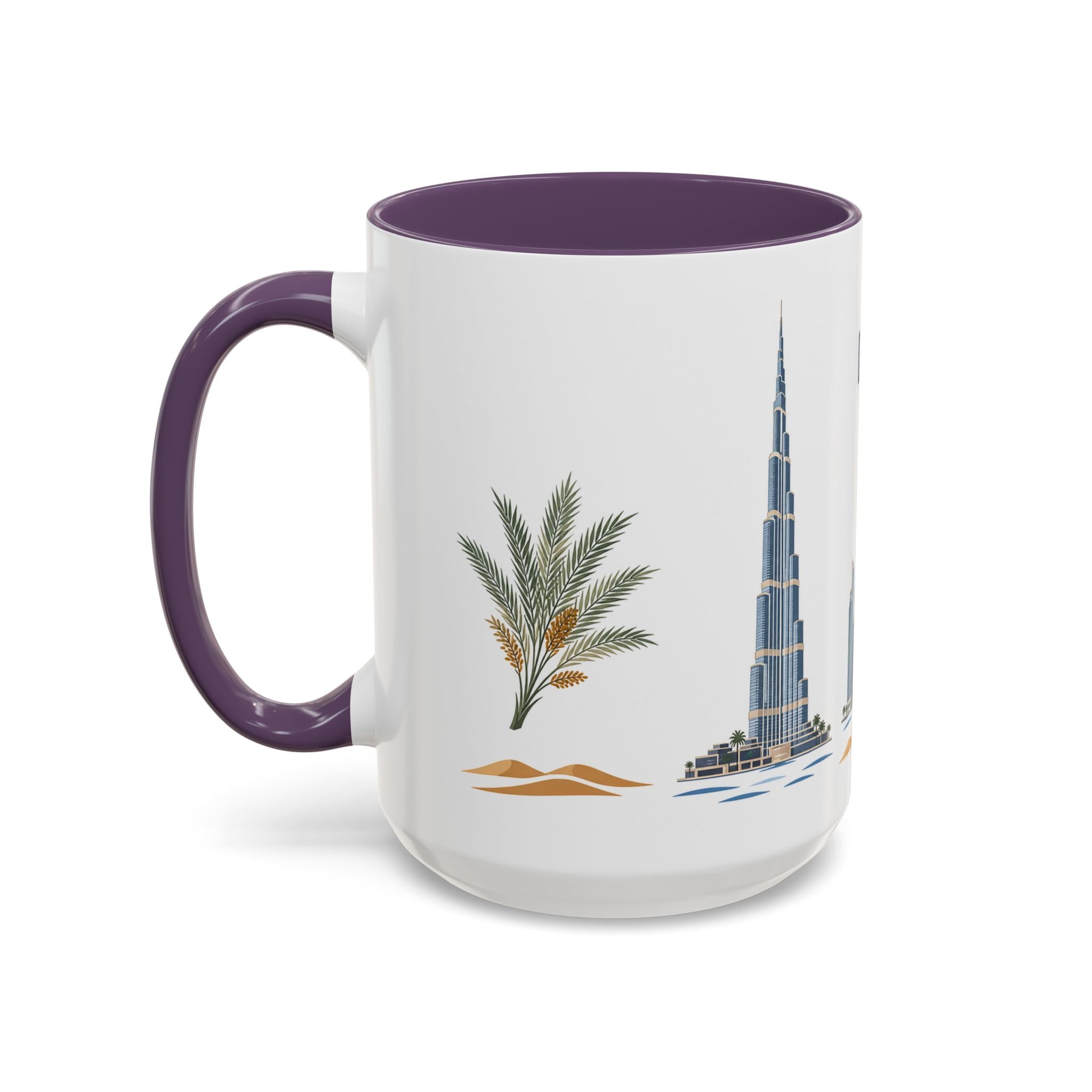 Dubai Coffee Mug | United Arab Emirates Travel Souvenir | Porcelain Decal City Gift | 11oz 15oz Accent Mug