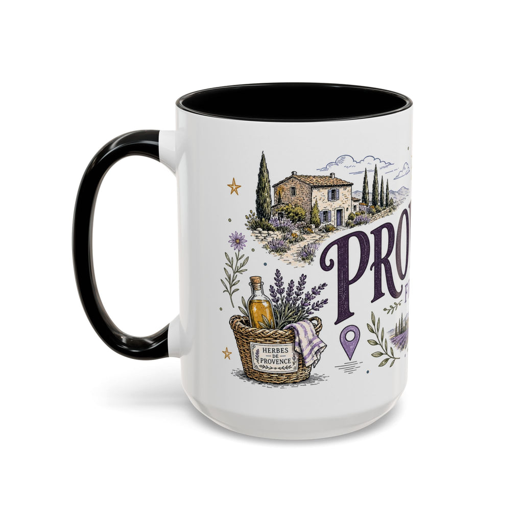 Provence Coffee Mug | Travel Destination Souvenir Gift | Accent Color Ceramic 11oz 15oz