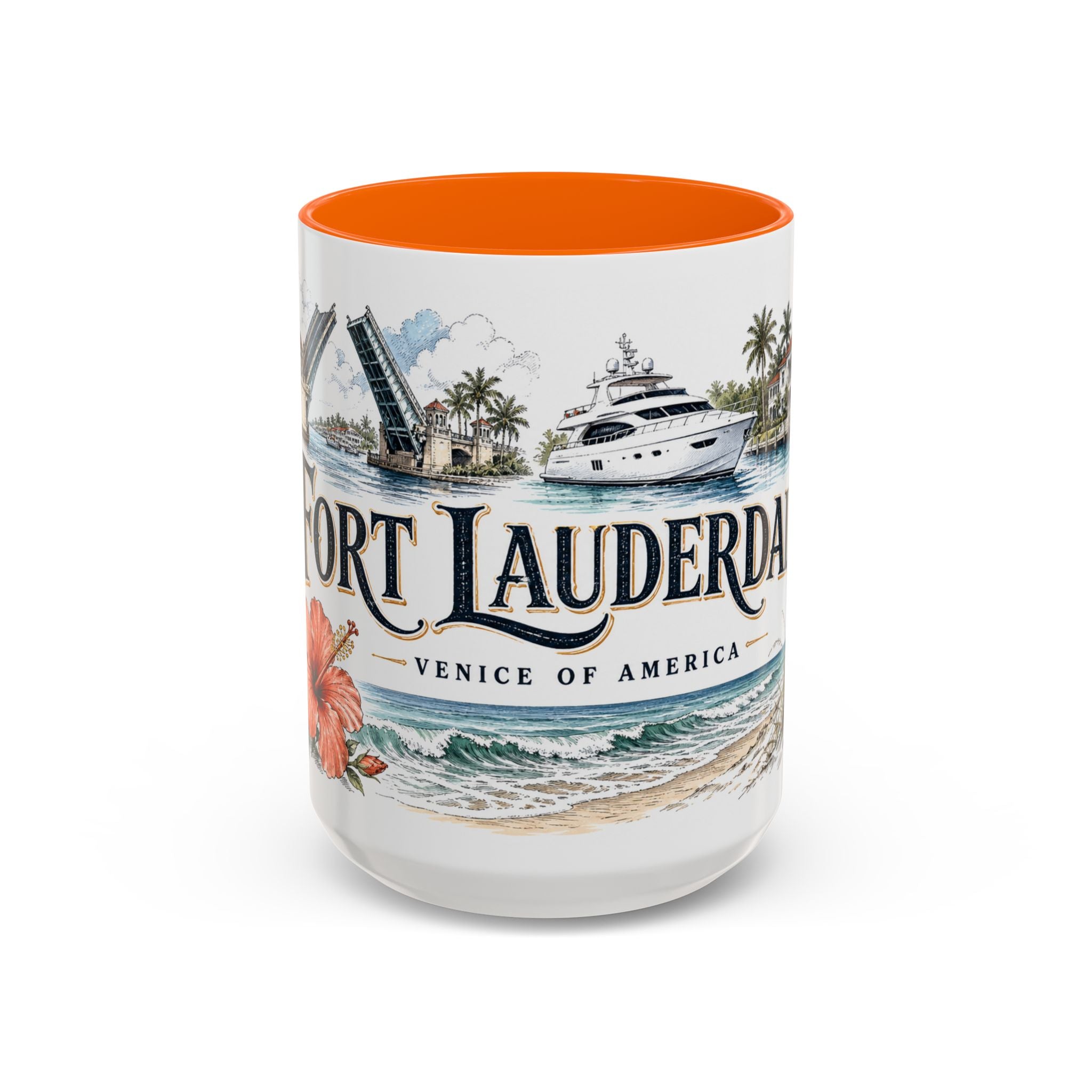 Fort Lauderdale Coffee Mug | United States Travel Souvenir | Vintage Illustrated City Gift | 11 oz 15 oz Accent Mug