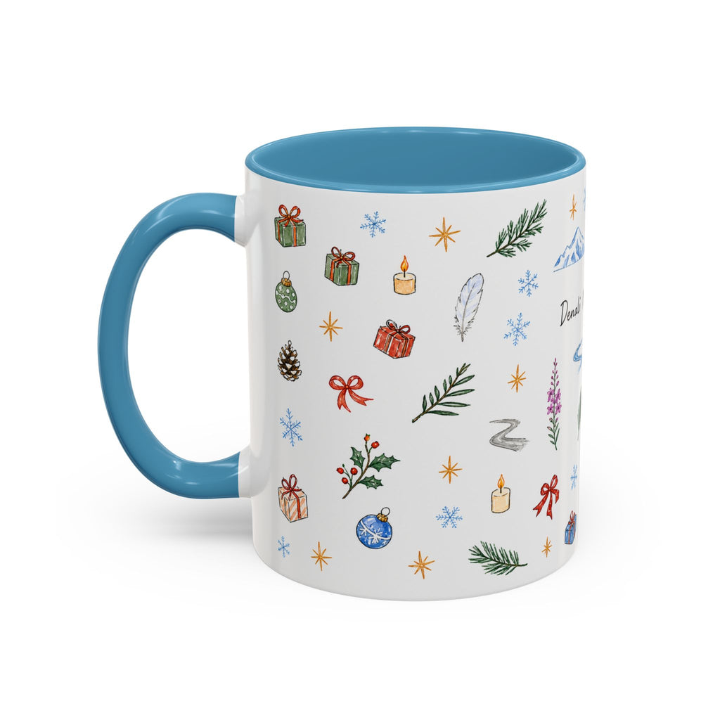 Denali National Park Christmas Mug | Watercolor Travel Souvenir | Holiday Gift | Accent Ceramic Coffee Cup 11oz 15oz