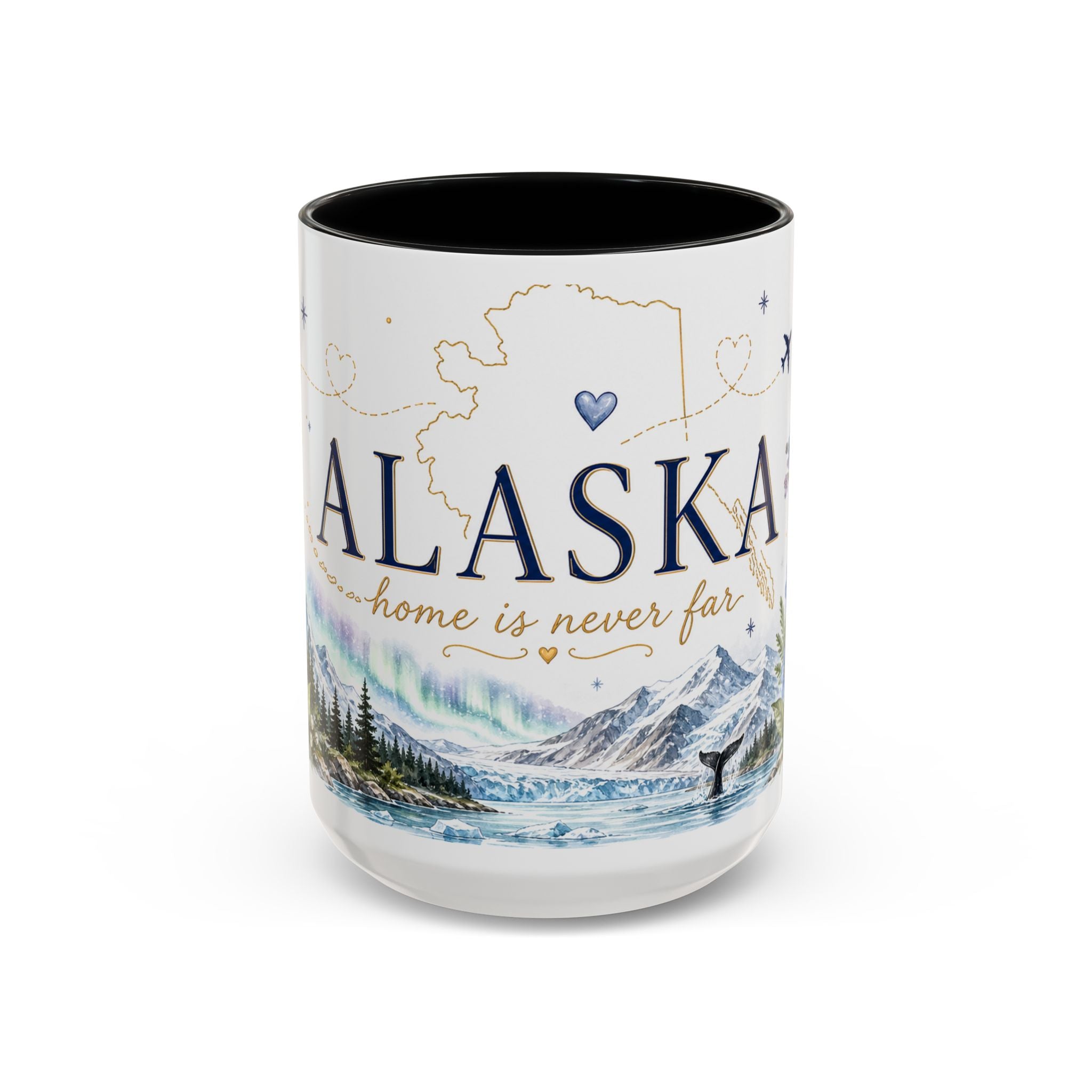 Alaska State Map Mug | Northern Lights, Mountains, Glaciers | Moving Away Gift