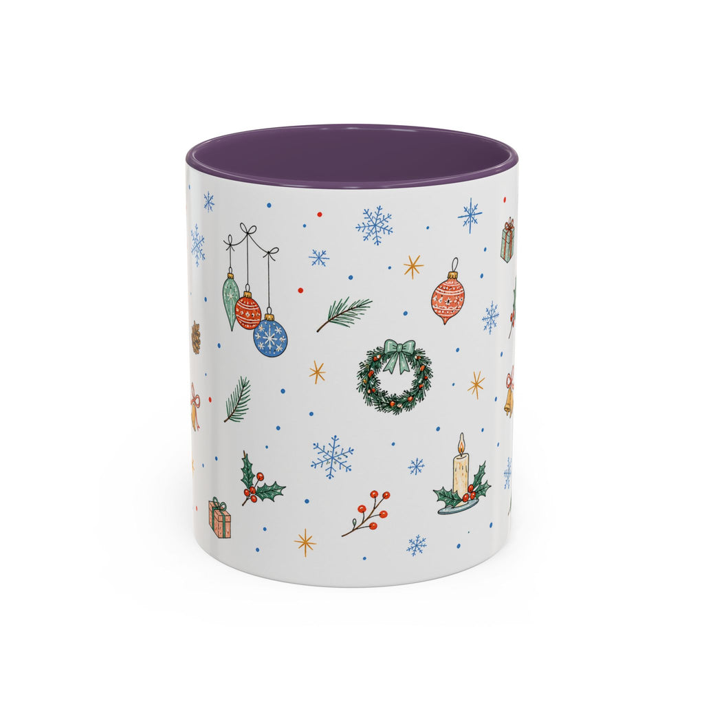 Christmas Ornament Mug | Snowflake Watercolor Holiday Gift | Accent Cup 11oz 15oz