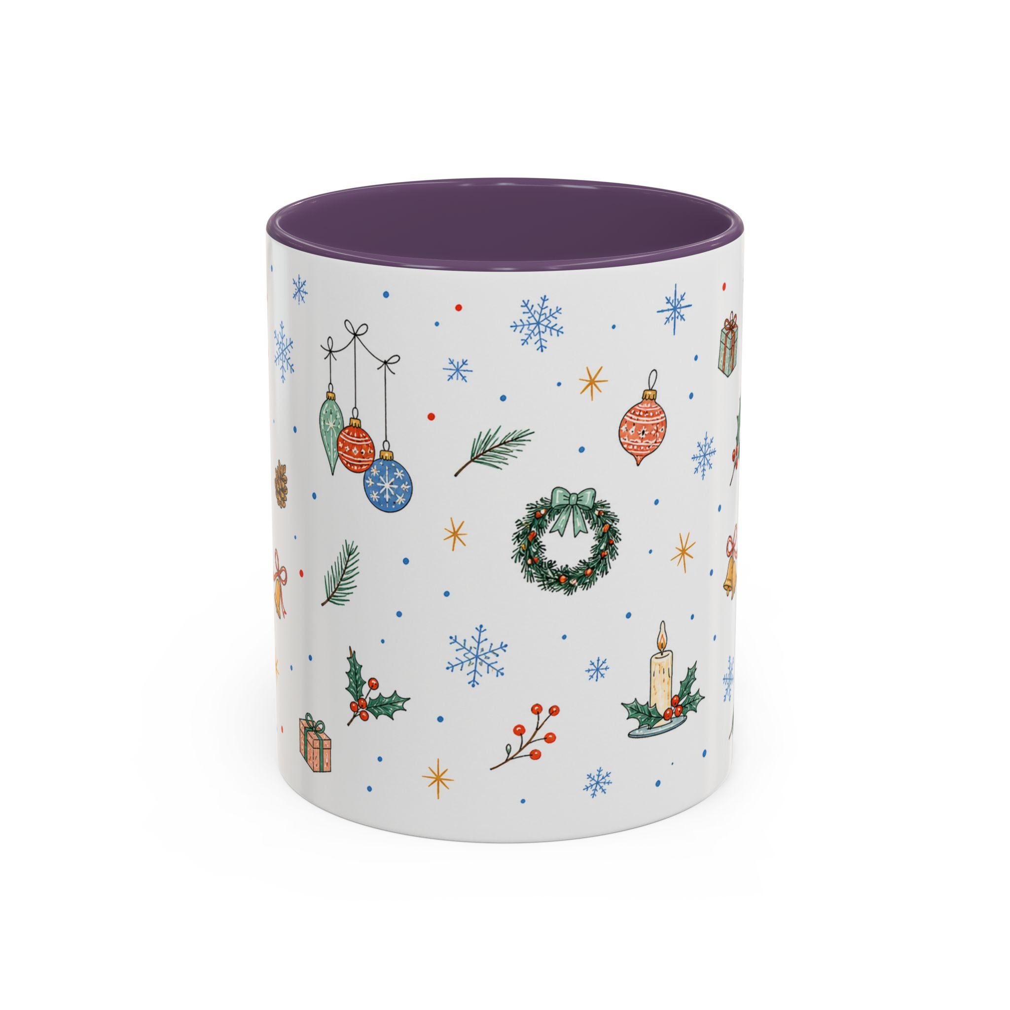 Christmas Ornament Mug | Snowflake Watercolor Holiday Gift | Accent Cup 11oz 15oz