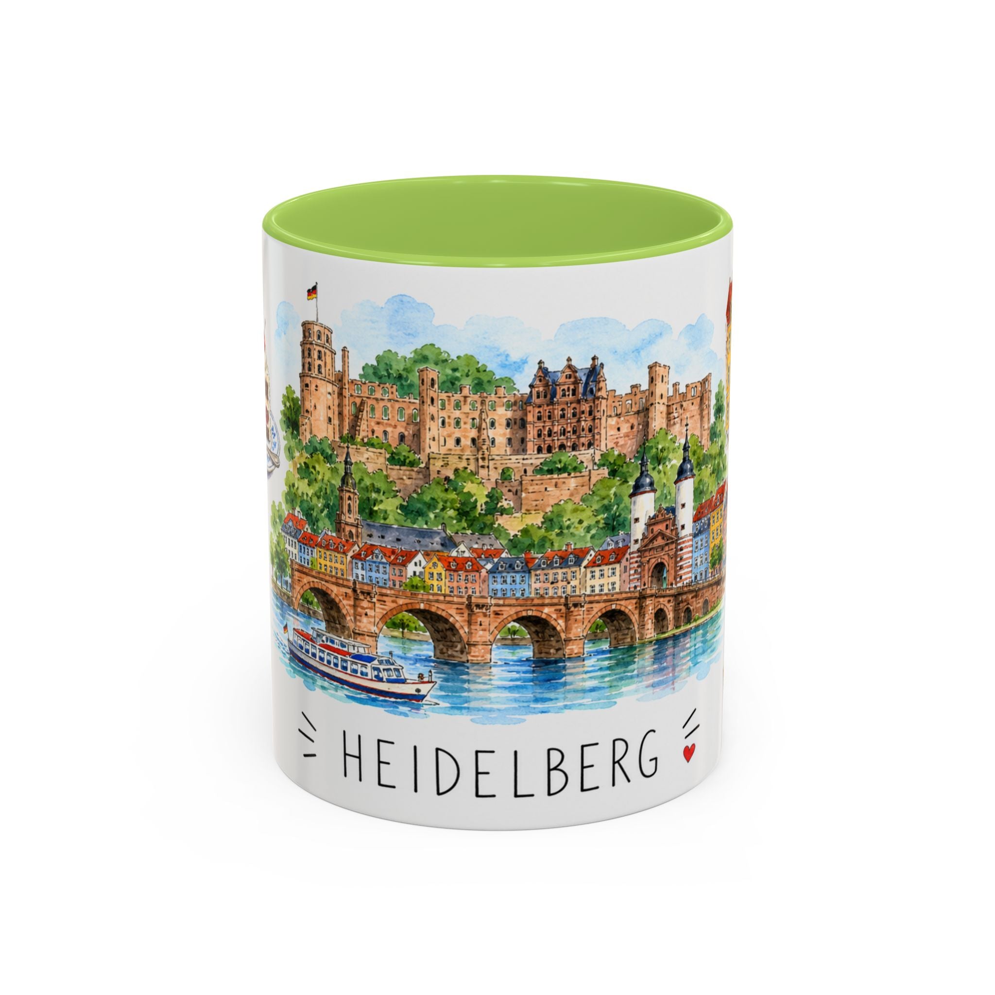 Heidelberg Illustrated Travel Mug | City Souvenir Accent Coffee Mug | 11oz 15oz Ceramic Cup
