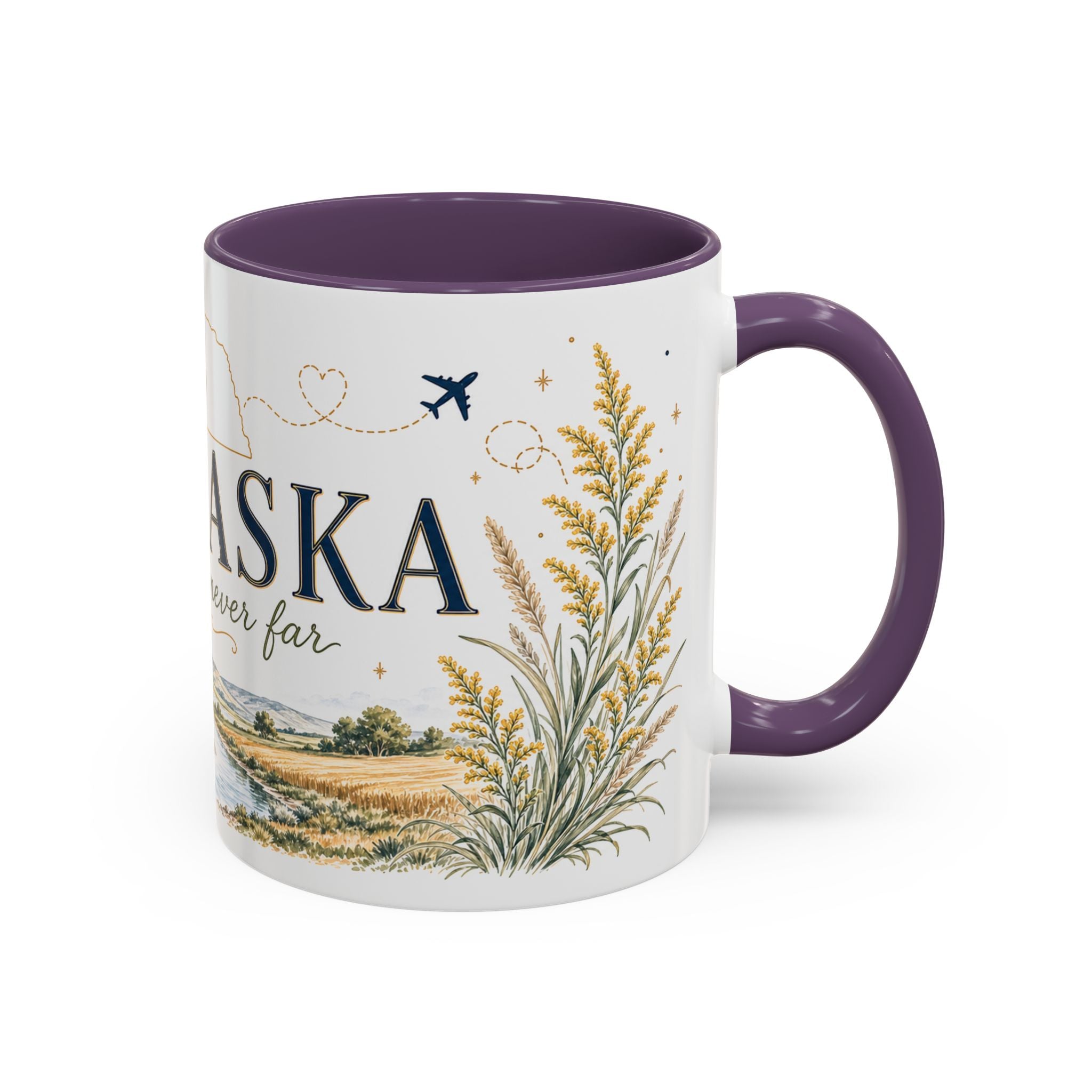 Nebraska State Mug | Moving Away, Long Distance Friendship Gift | Botanical Landscape Accent Mug