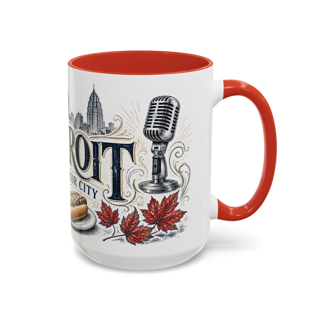 Detroit Coffee Mug | United States Travel Souvenir | Vintage Illustrated City Gift | 11 oz 15 oz Accent Mug