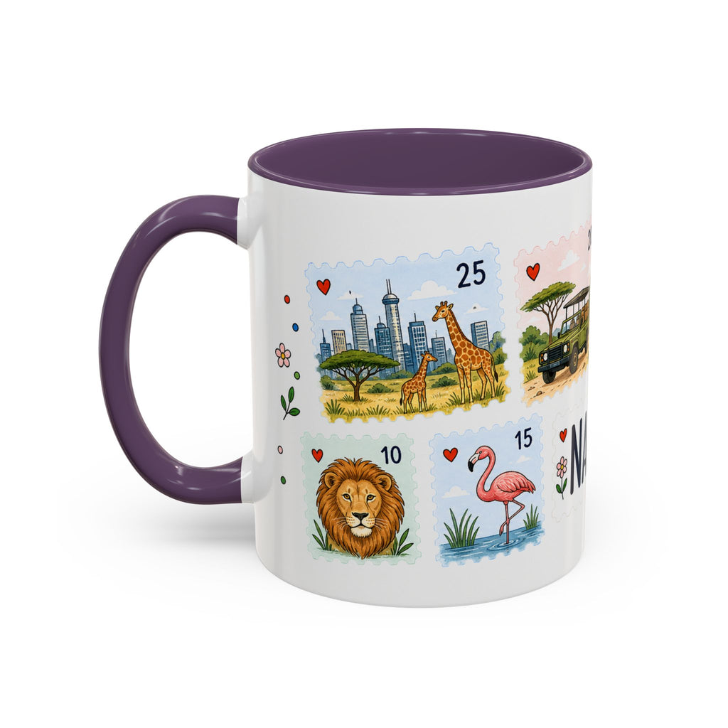Nairobi Coffee Mug | Postage Stamp Collage Mug | Travel Souvenir Accent Cup 11oz 15oz