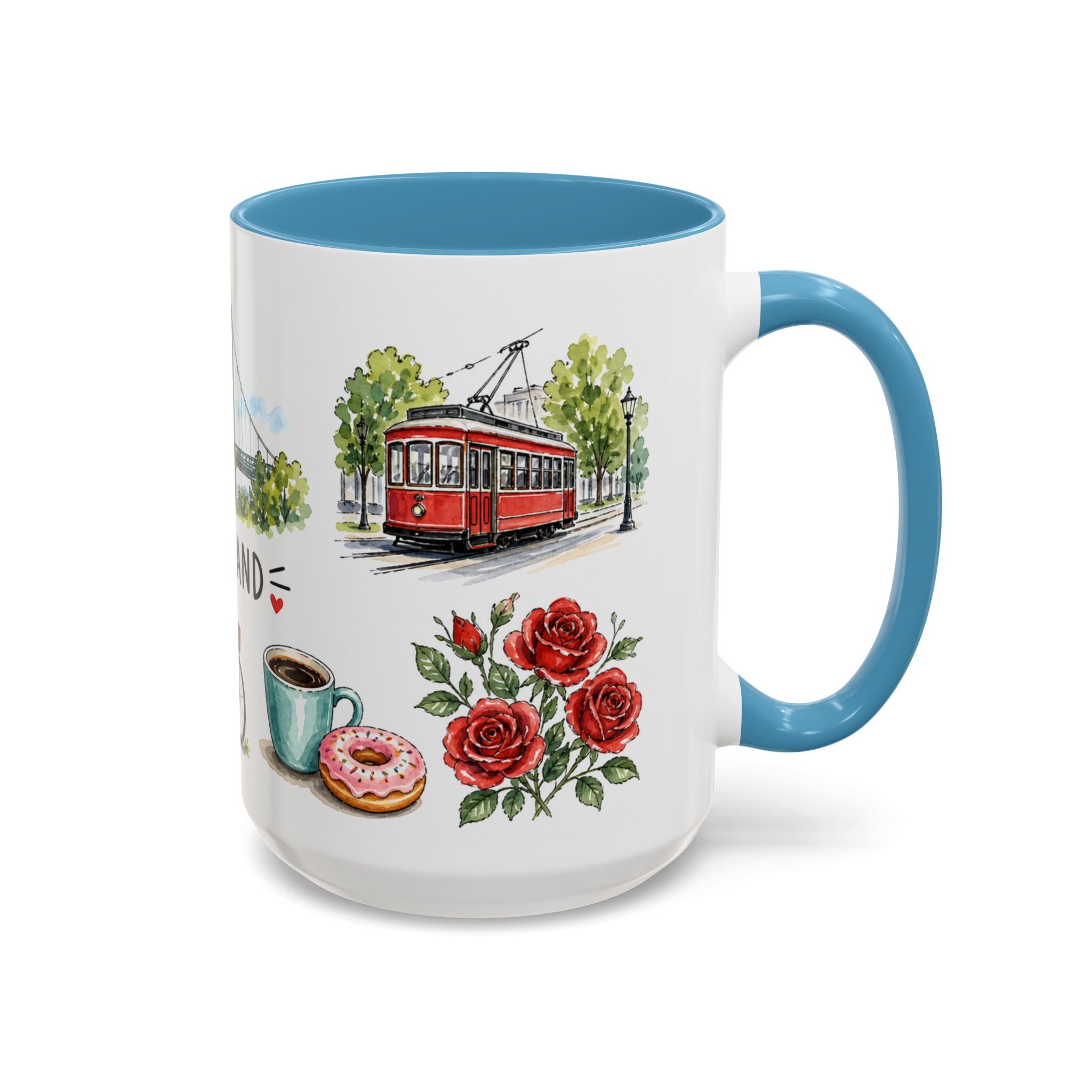 Portland Illustrated Travel Mug | City Souvenir Accent Coffee Mug | 11oz 15oz Ceramic Cup