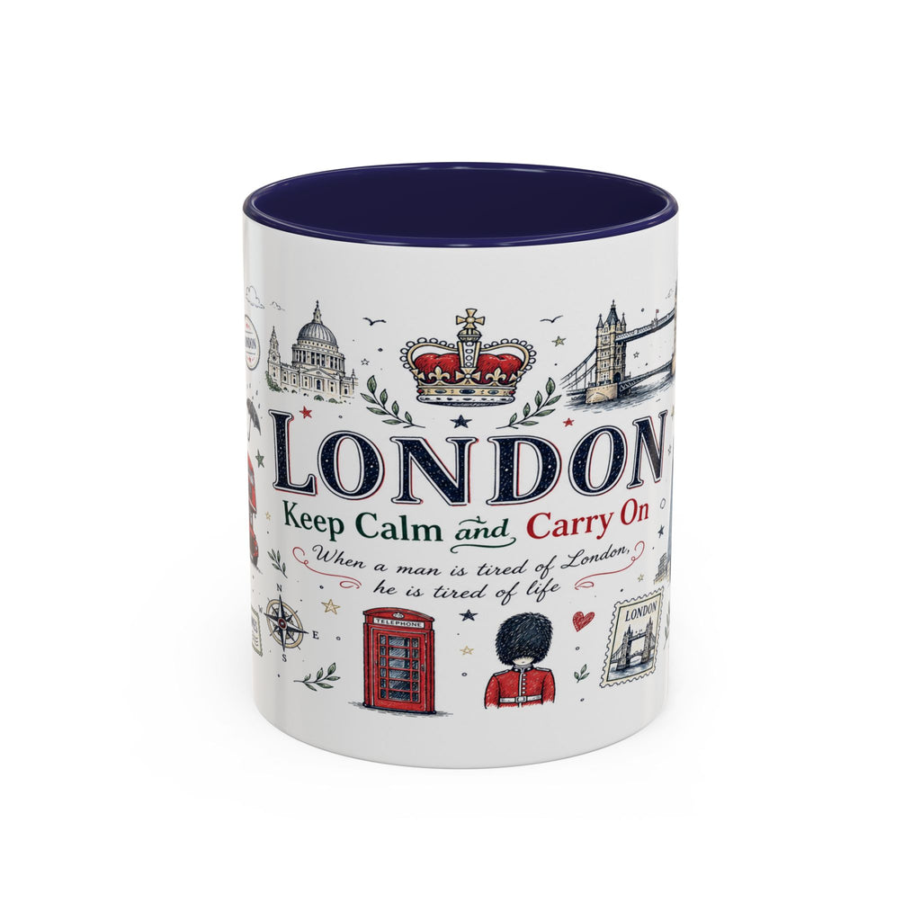 London Coffee Mug | England Souvenir Travel Gift | Accent Color Ceramic 11oz 15oz