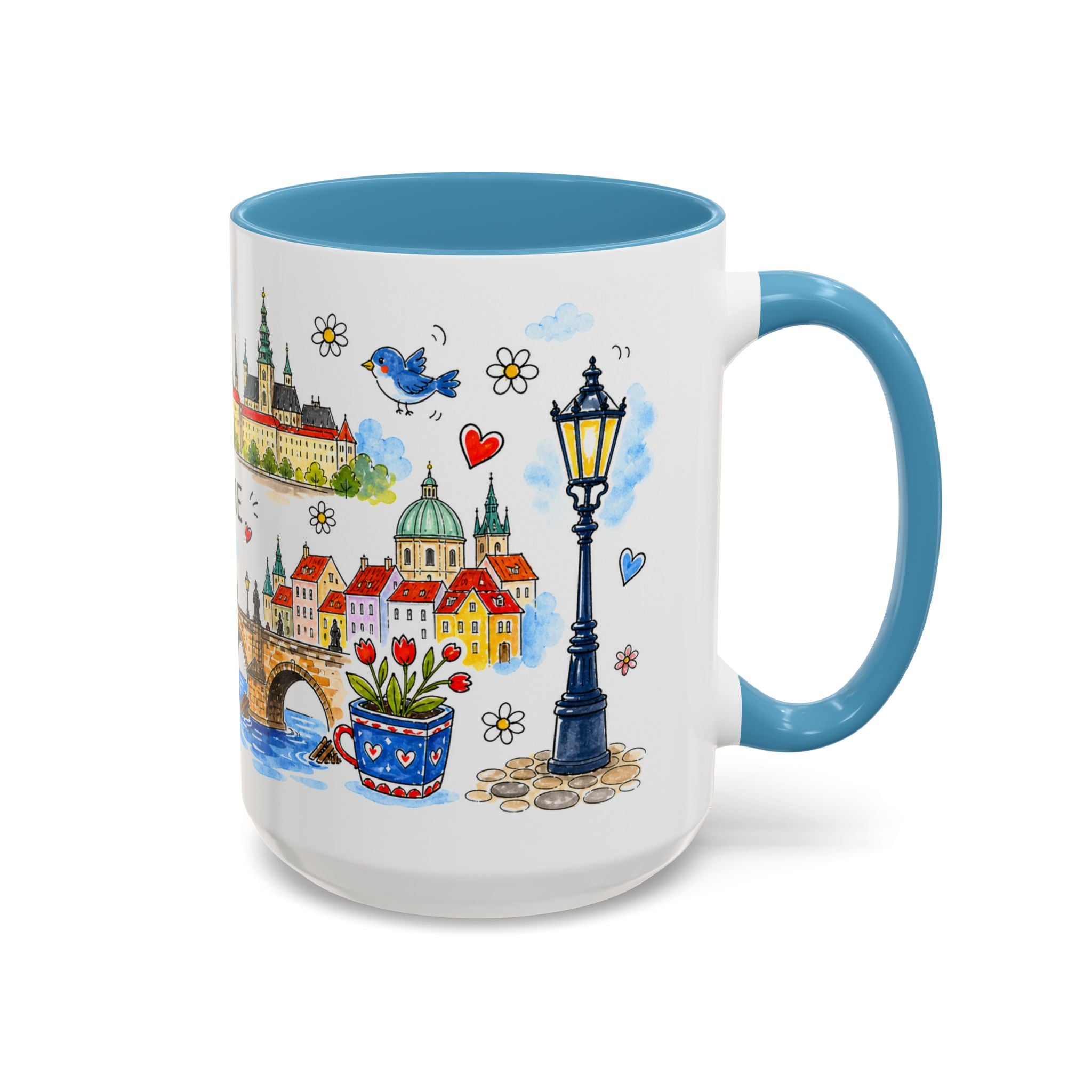 Prague Travel Mug | European City Souvenir Accent Coffee Mug | 11oz 15oz Ceramic Cup
