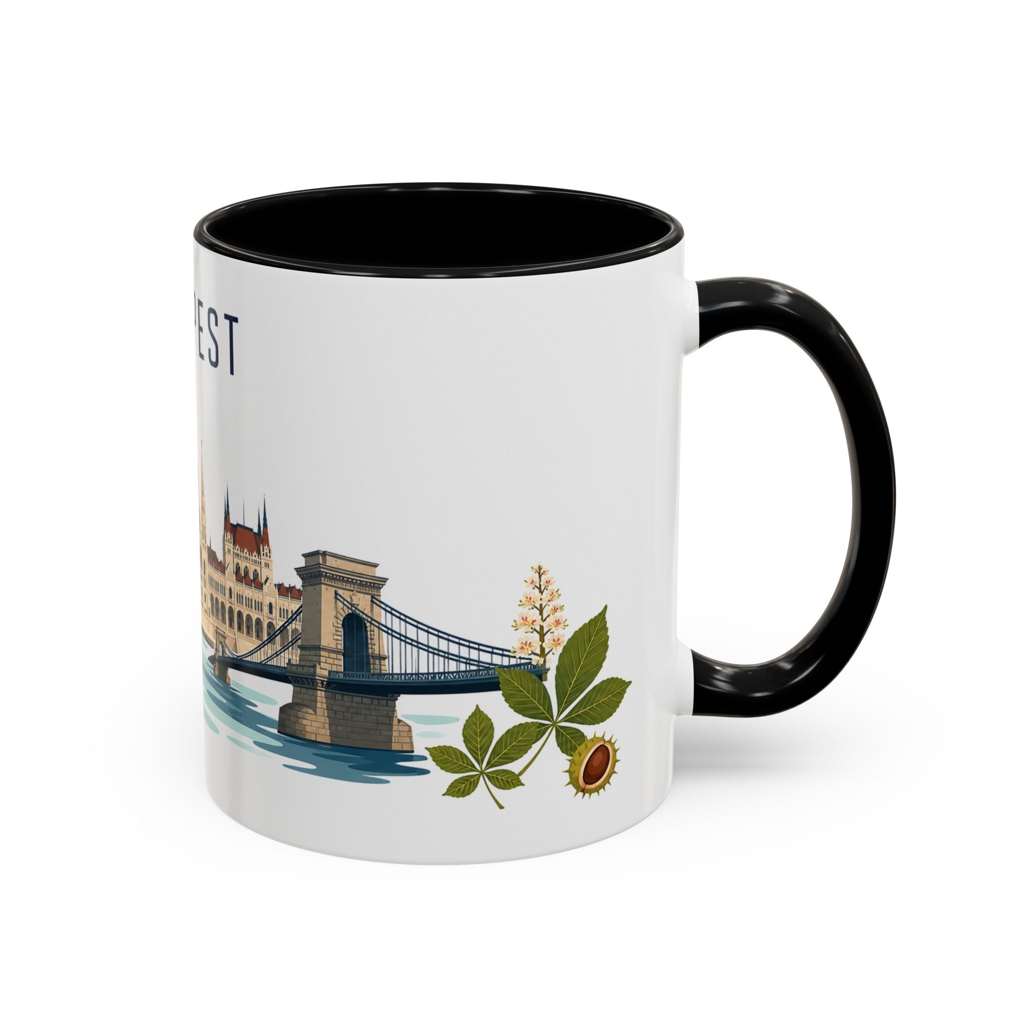 Budapest Coffee Mug | Hungary Travel Souvenir | Porcelain Decal City Gift | 11oz 15oz Accent Mug