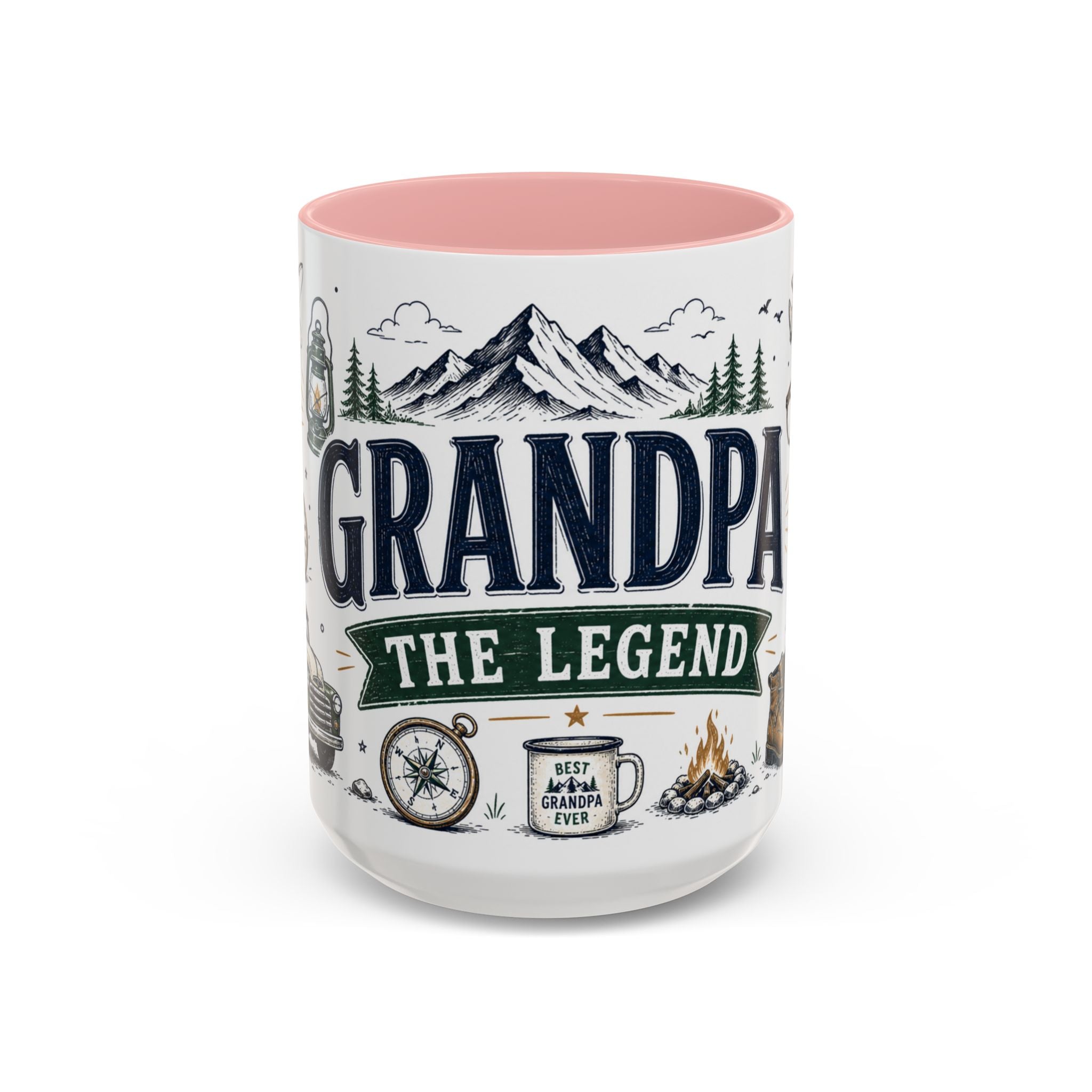 Grandpa The Legend Coffee Mug | Gift From Grandkids | Accent Color Ceramic 11oz 15oz