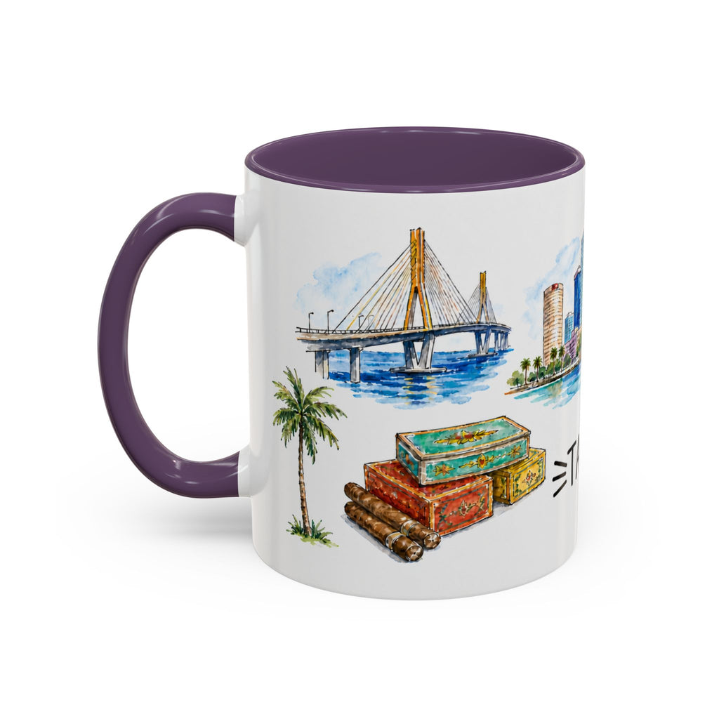 Tampa Illustrated Travel Mug | City Souvenir Accent Coffee Mug | 11oz 15oz Ceramic Cup