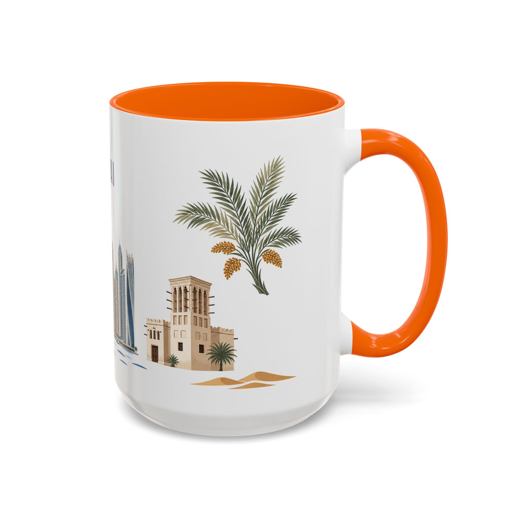 Dubai Coffee Mug | United Arab Emirates Travel Souvenir | Porcelain Decal City Gift | 11oz 15oz Accent Mug