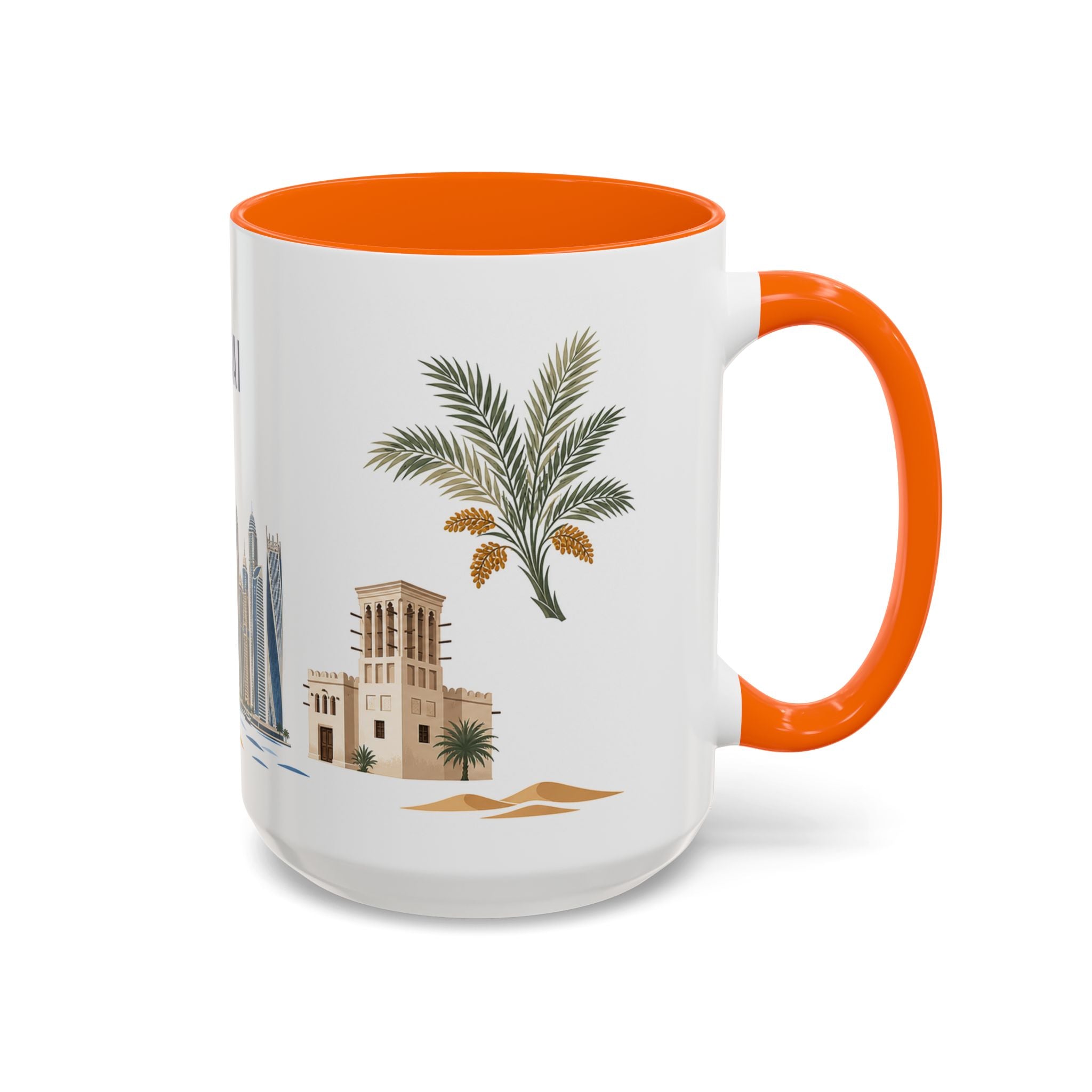 Dubai Coffee Mug | United Arab Emirates Travel Souvenir | Porcelain Decal City Gift | 11oz 15oz Accent Mug