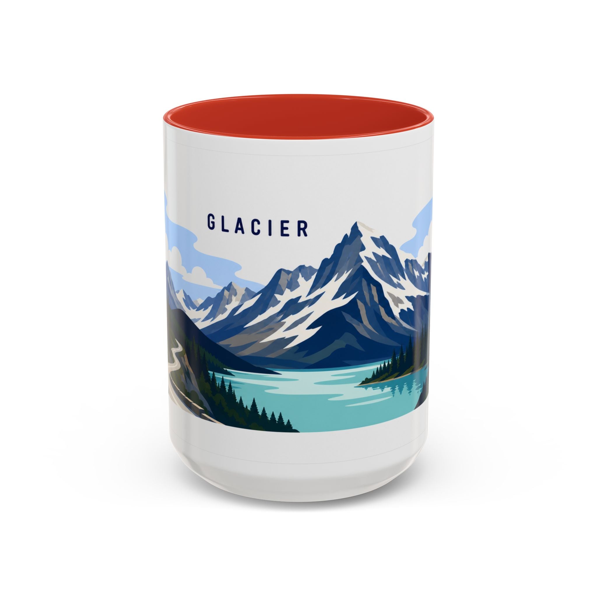 Glacier National Park Coffee Mug | Solid Color Block Park Souvenir | 11oz 15oz Accent Mug