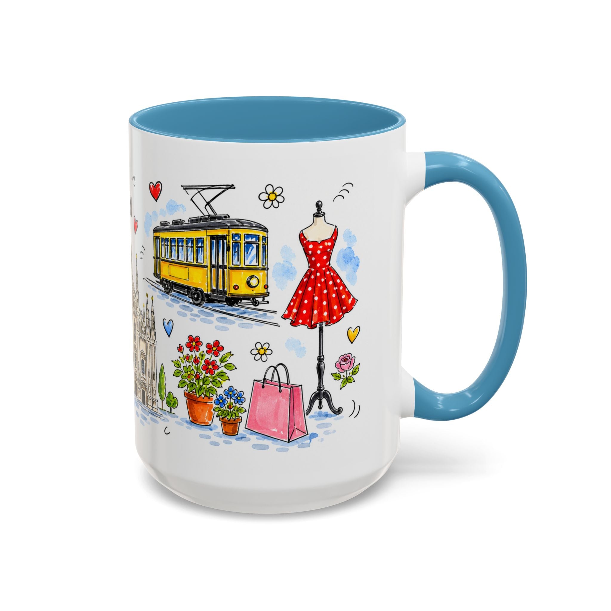 Milan Travel Mug | European City Souvenir Accent Coffee Mug | 11oz 15oz Ceramic Cup