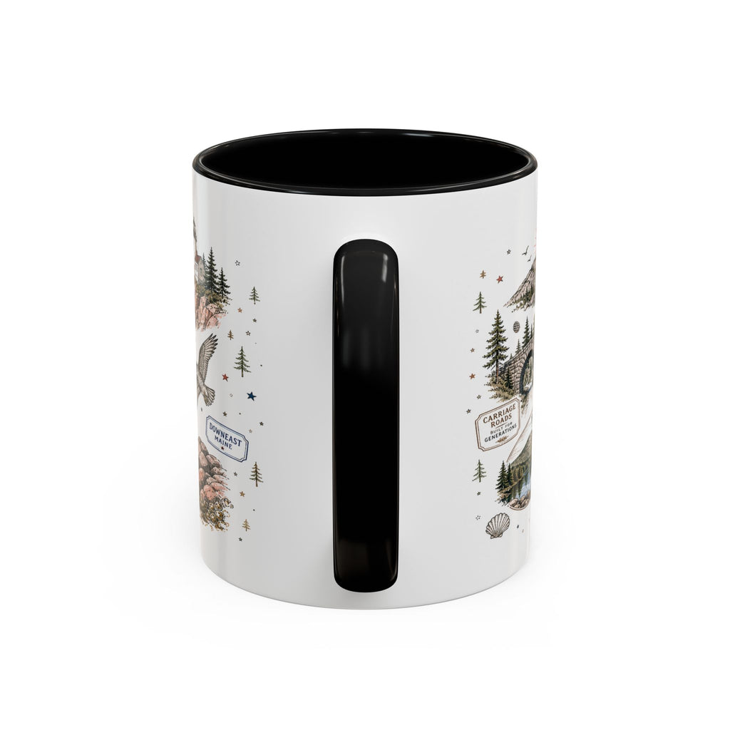 Acadia Coffee Mug | National Park Hiking Coastal Gift | Accent Color Ceramic 11oz 15oz