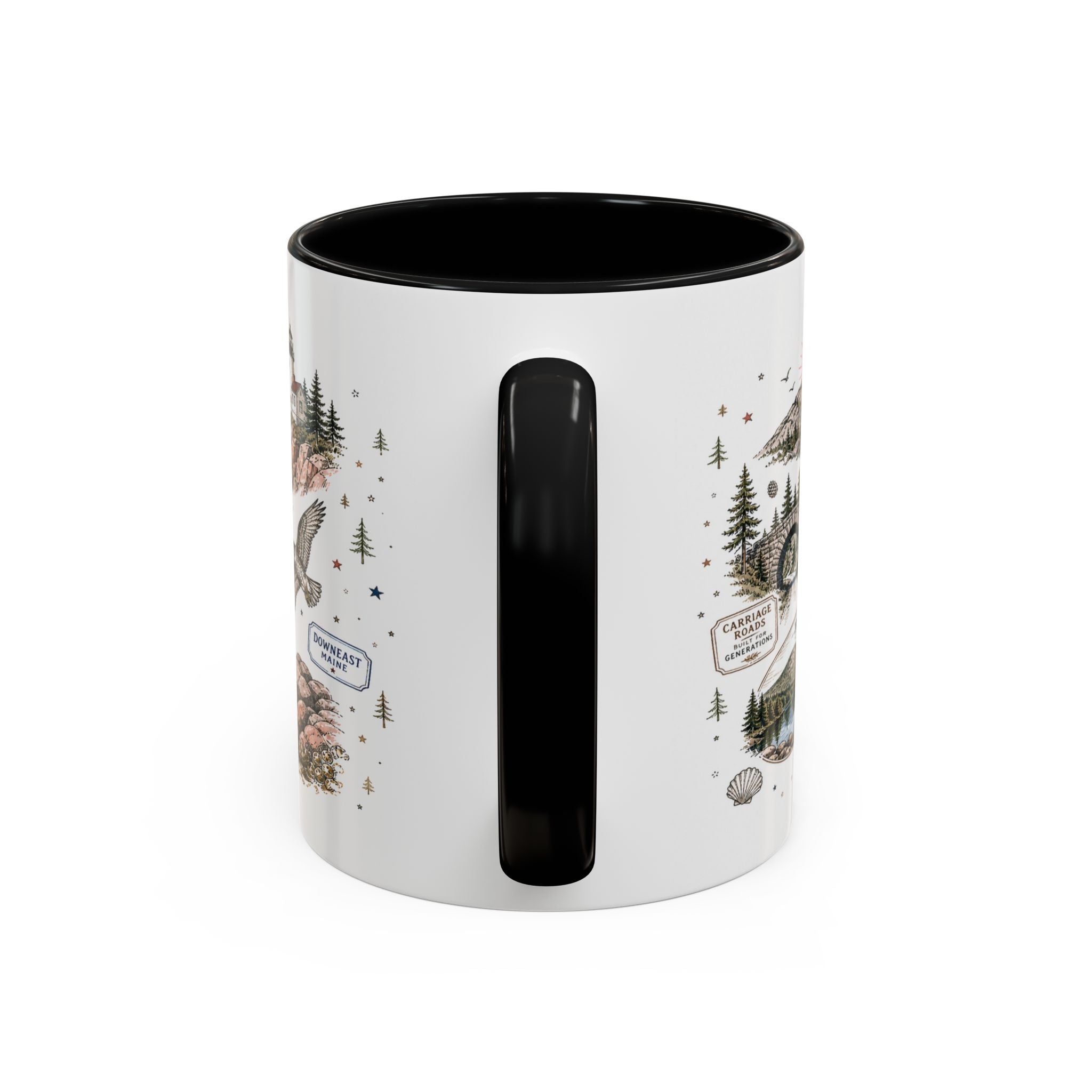 Acadia Coffee Mug | National Park Hiking Coastal Gift | Accent Color Ceramic 11oz 15oz