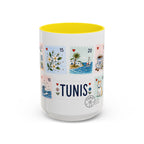 Tunis Coffee Mug | Postage Stamp Collage Mug | Travel Souvenir Accent Cup 11oz 15oz
