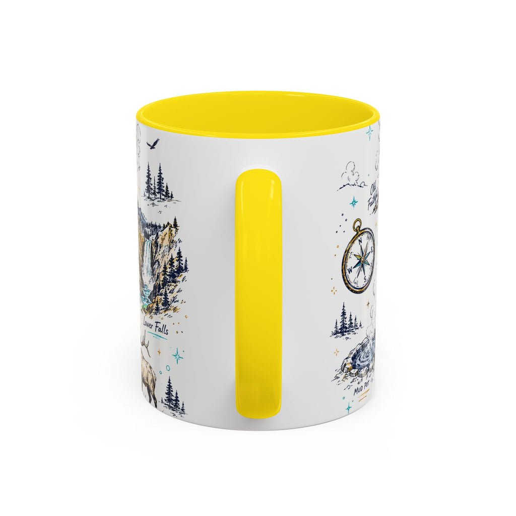 Yellowstone National Park Coffee Mug | Hiking Camping Nature Gift | Accent Color Ceramic 11oz 15oz