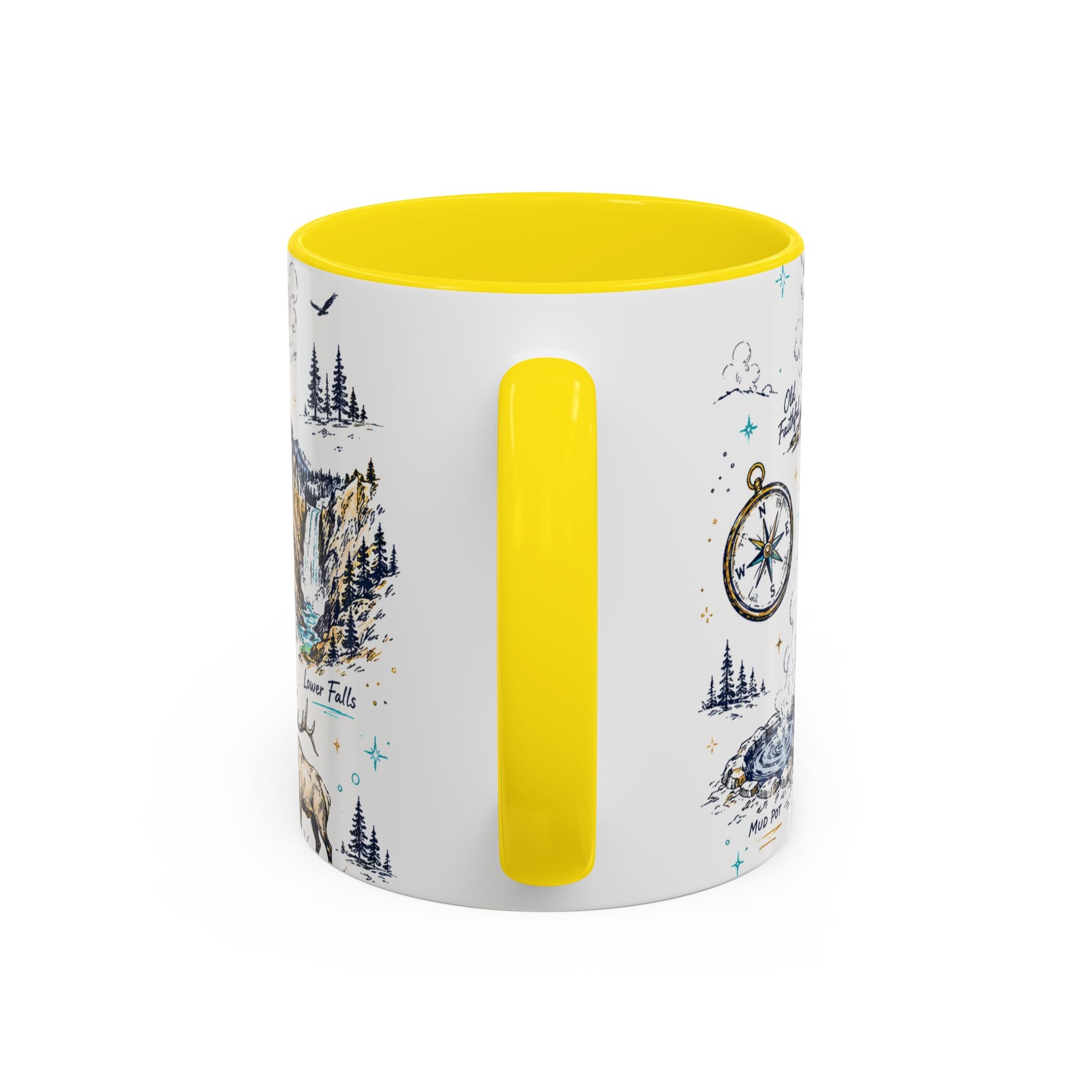 Yellowstone National Park Coffee Mug | Hiking Camping Nature Gift | Accent Color Ceramic 11oz 15oz