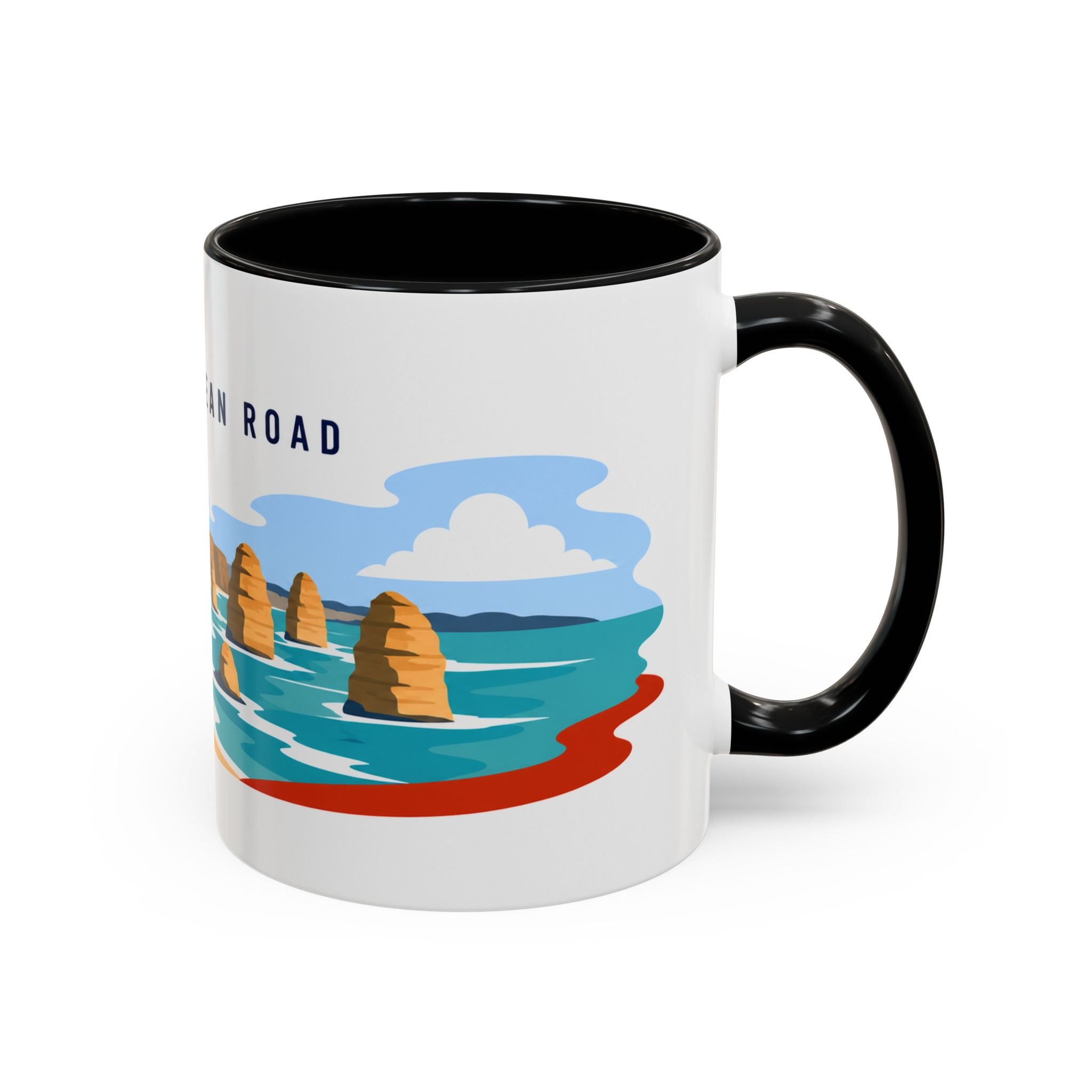 Great Ocean Road Coffee Mug | Travel Destination Souvenir Gift | Accent Color Ceramic 11oz 15oz