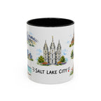 Salt Lake City Illustrated Travel Mug | City Souvenir Accent Coffee Mug | 11oz 15oz Ceramic Cup