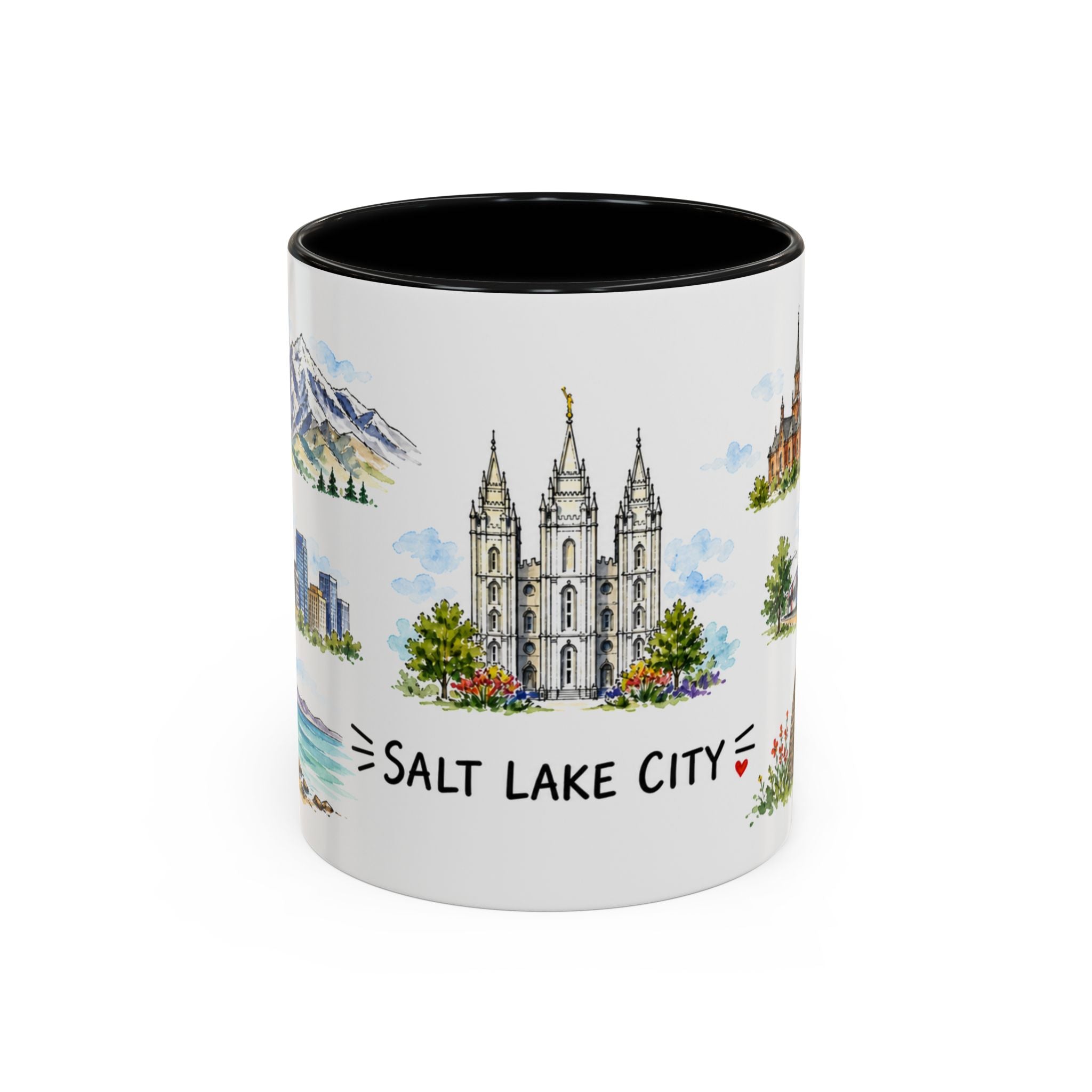 Salt Lake City Illustrated Travel Mug | City Souvenir Accent Coffee Mug | 11oz 15oz Ceramic Cup