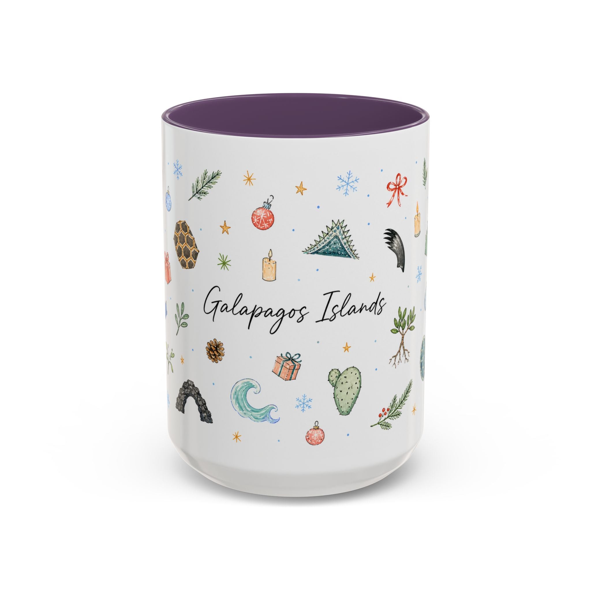 Galapagos Islands Christmas Mug | Watercolor Travel Souvenir | Holiday Gift | Accent Ceramic Coffee Cup 11oz 15oz