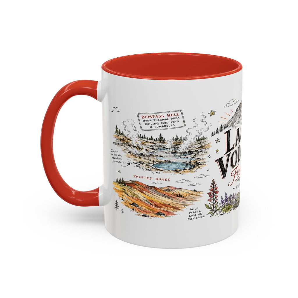 Lassen Volcanic National Park Coffee Mug | California Volcano Geothermal Hiking Gift | Accent Color Ceramic 11oz 15oz