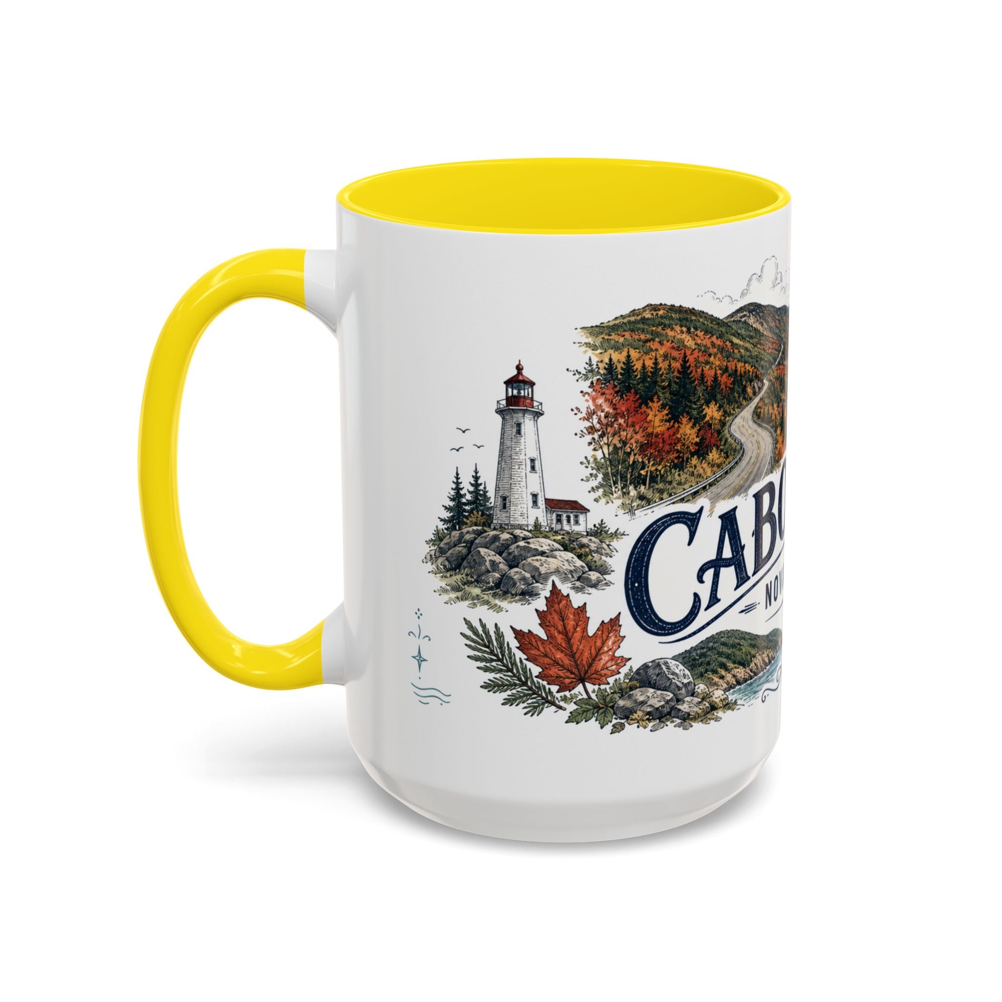 Cabot Trail Mug, Nova Scotia Travel Souvenir, Bucket List Gift, Accent Ceramic Coffee Mug 11oz 15oz
